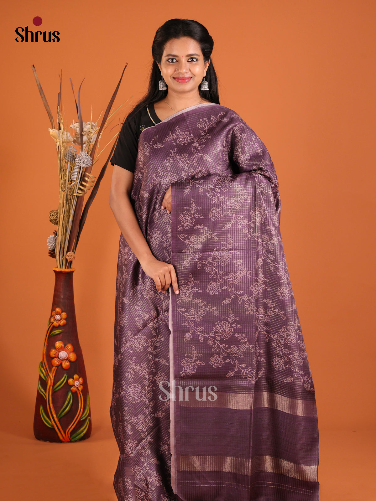 Brown - Semi Tussar Saree