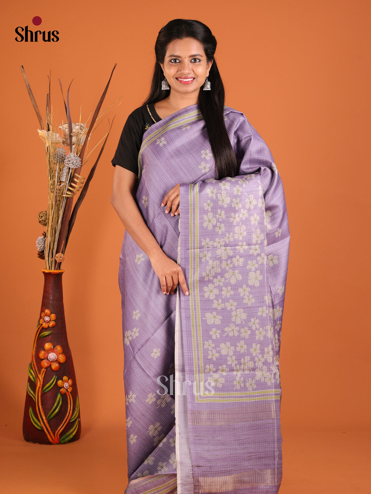 Purple - Semi Tussar Saree