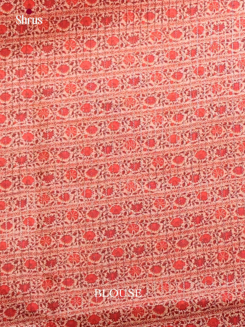 Red & Beige- Semi Tussar Saree - Shop on Shrus.com