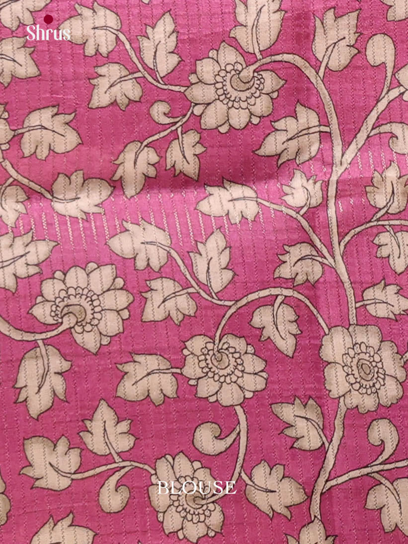 Cream & Pink - Semi Tussar Saree - Shop on Shrus.com
