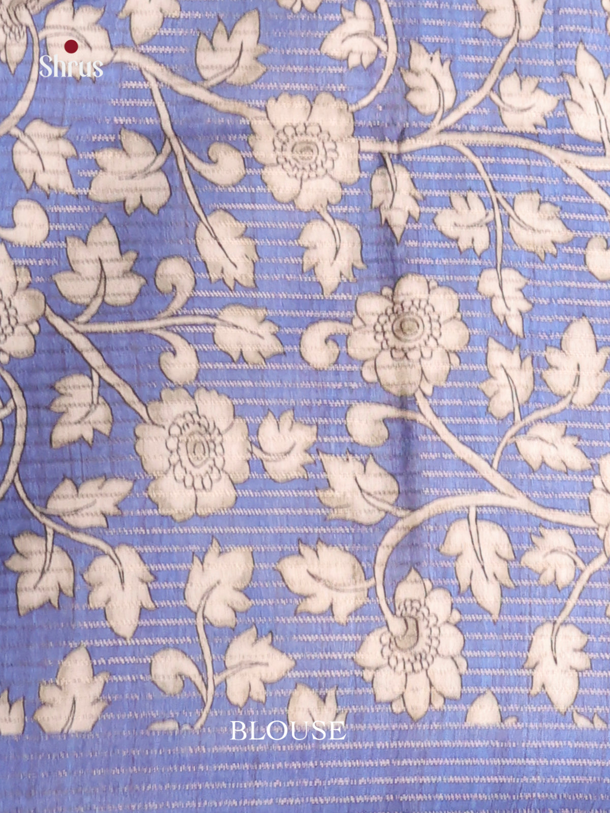 Cream & Blue - Semi Tussar Saree