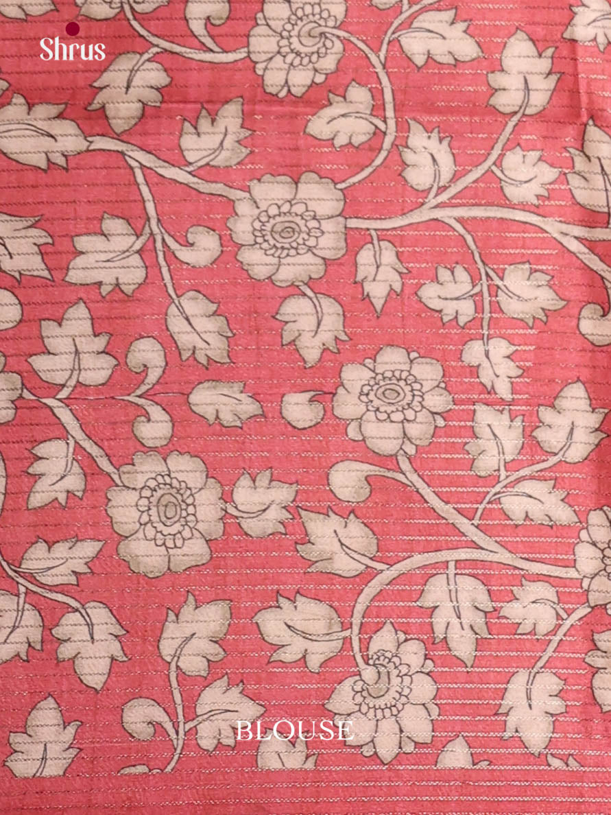 Cream & Red - Semi Tussar Saree