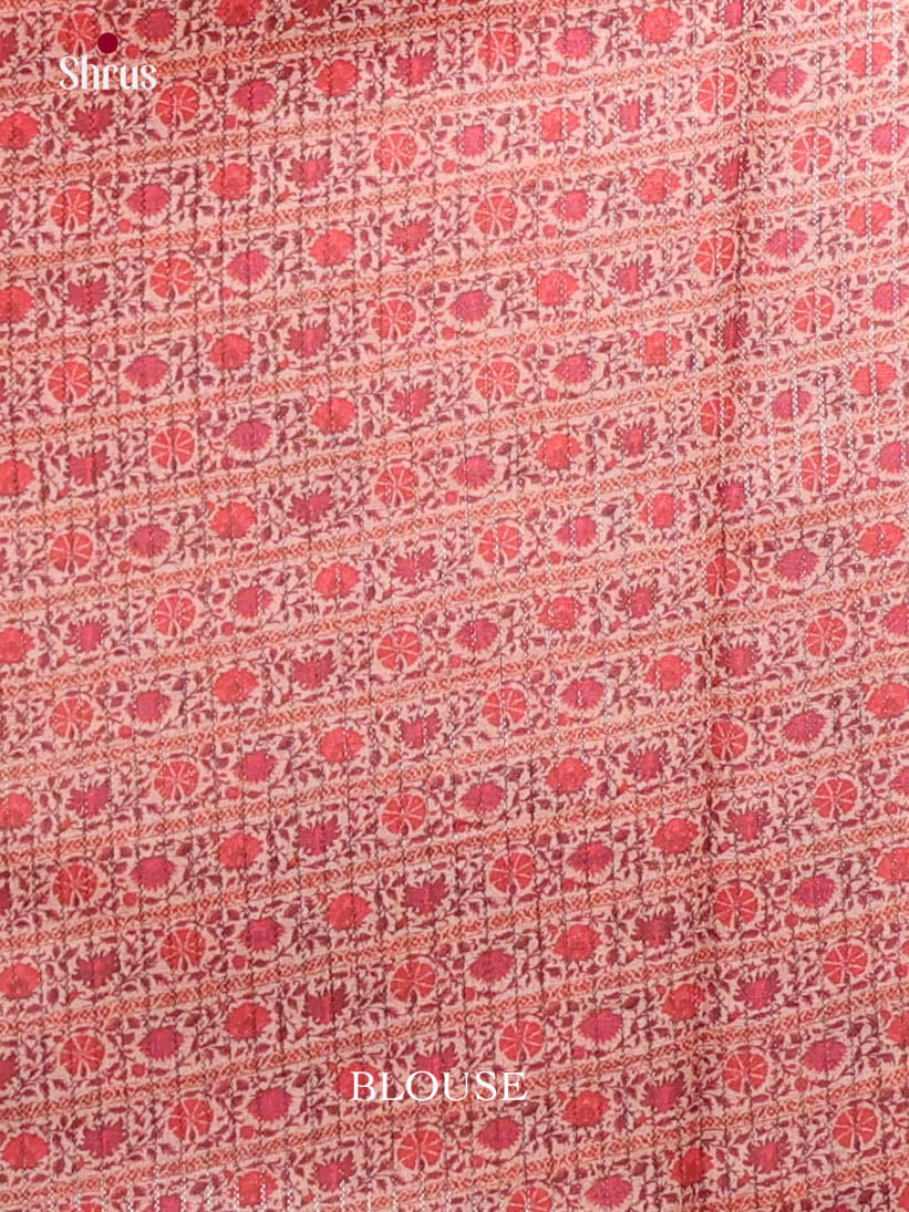 Majenta & Cream - Semi Tussar Saree - Shop on Shrus.com