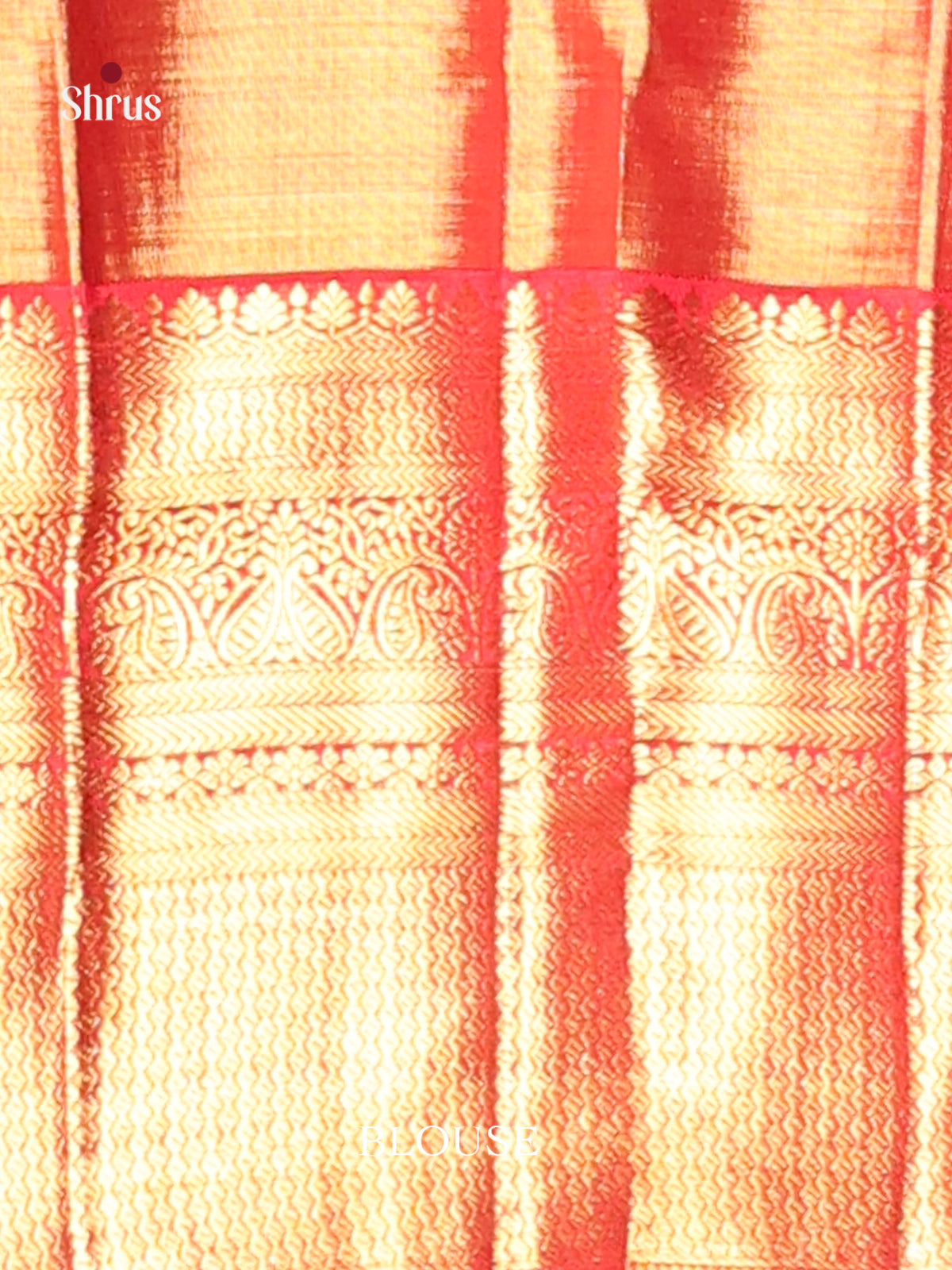 Breathtaking Orange Kanchipuram silk Saree with zari Nestling brocade & Red Border -2