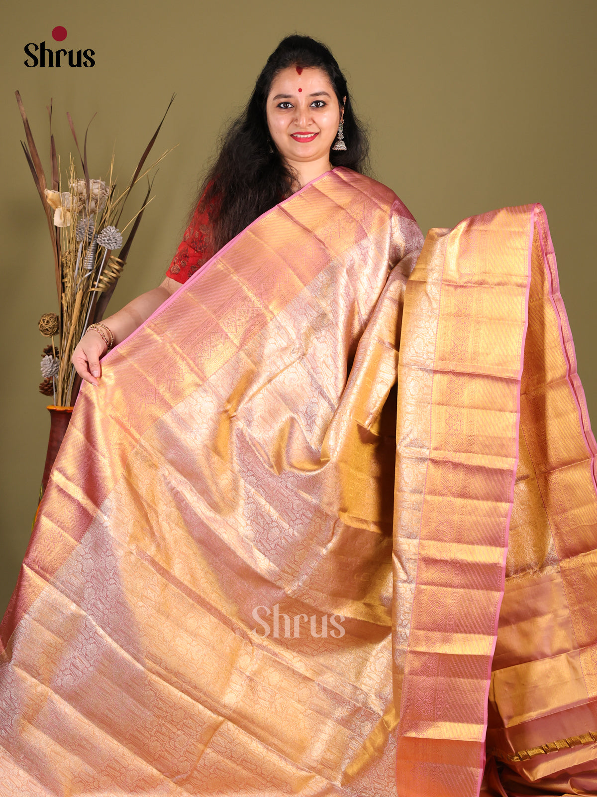 Charming Lavender Kanjivaram Saree with Floral Nestled zari brocade -1