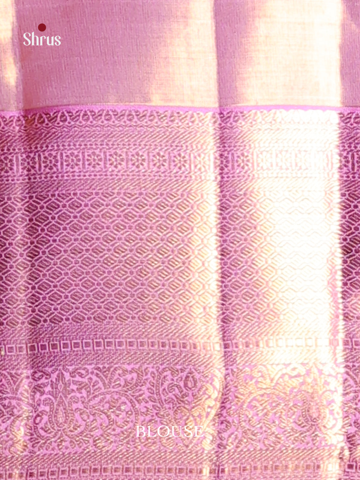 Lavender & Gold Bridal Kanchipuram silk Saree with intricately woven floral nestling brocade - Shop on Shrus.com