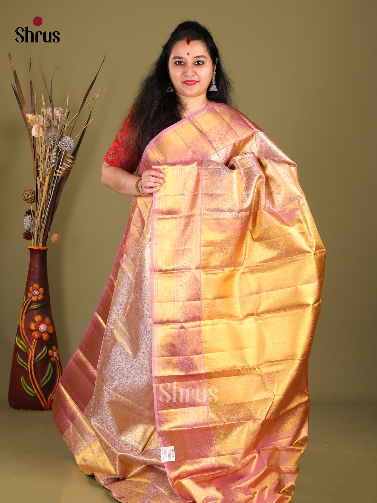 Stunning Lavender Kanchipuram Saree with Zari Floral Brocade - Shop on Shrus.com