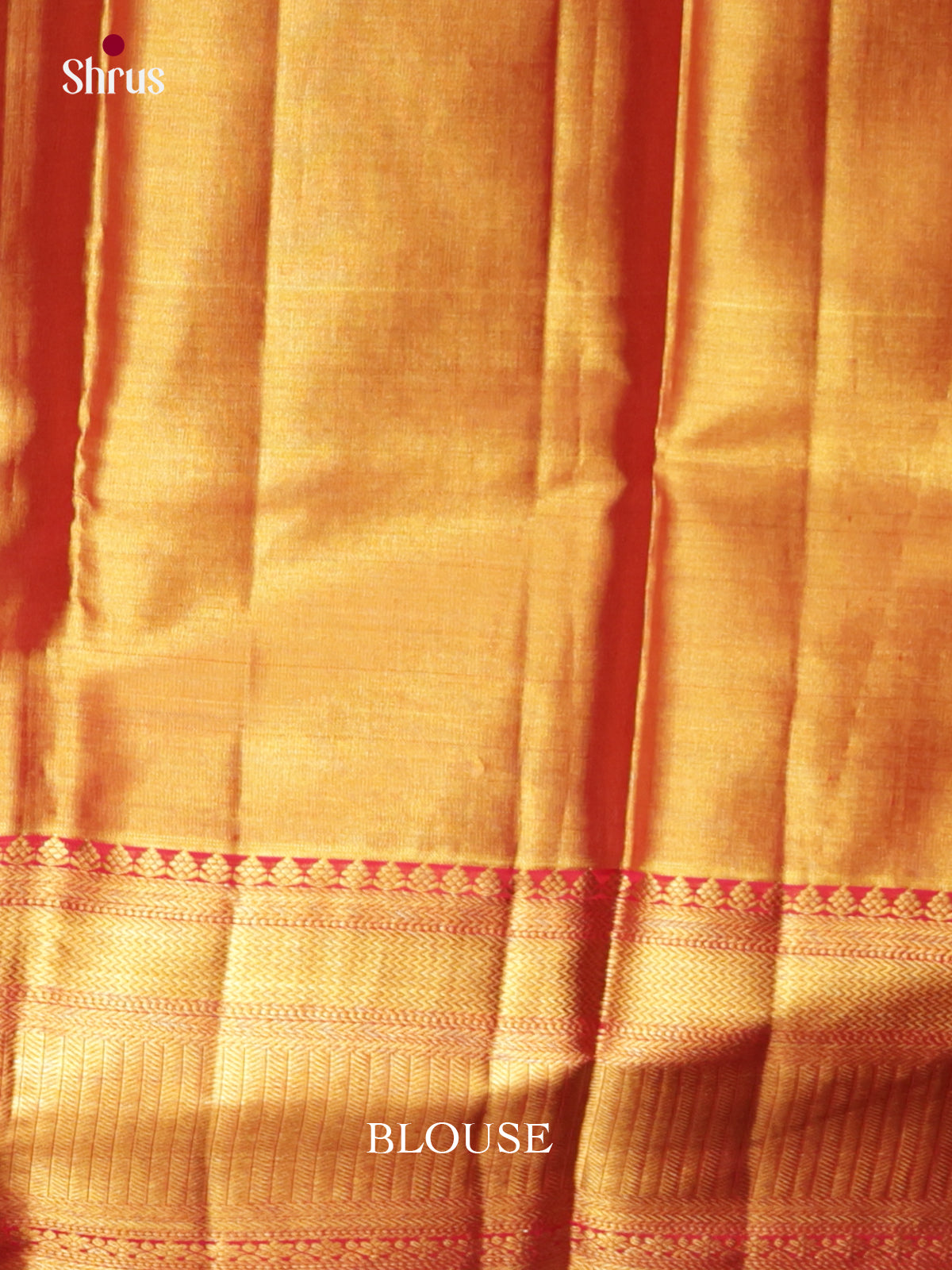 Vibrant Orange Kanjivaram Saree with Red Zari Border & A Grand Golden Pallu - Shop on Shrus.com