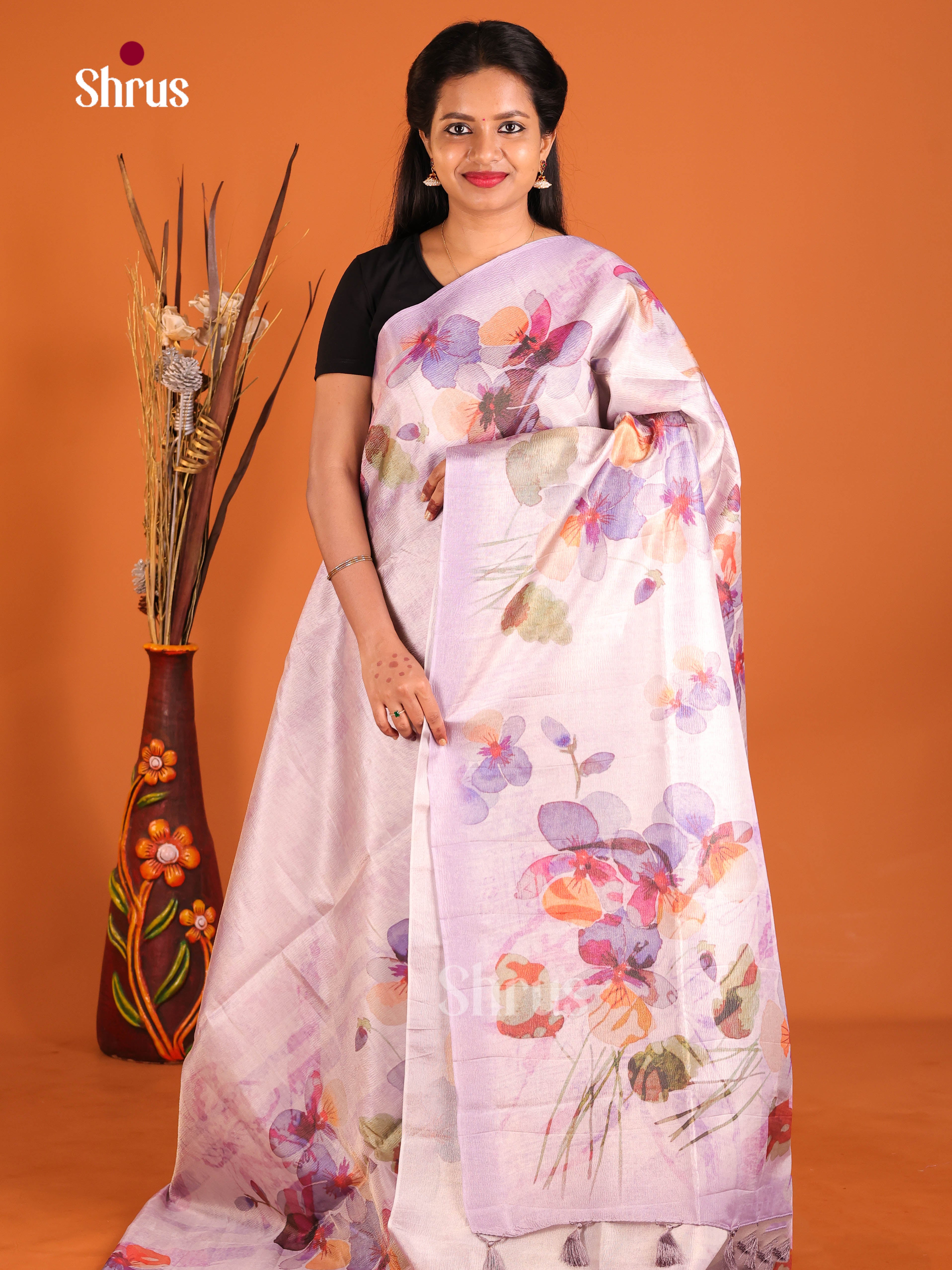 Lilac - Bamboo silk Saree
