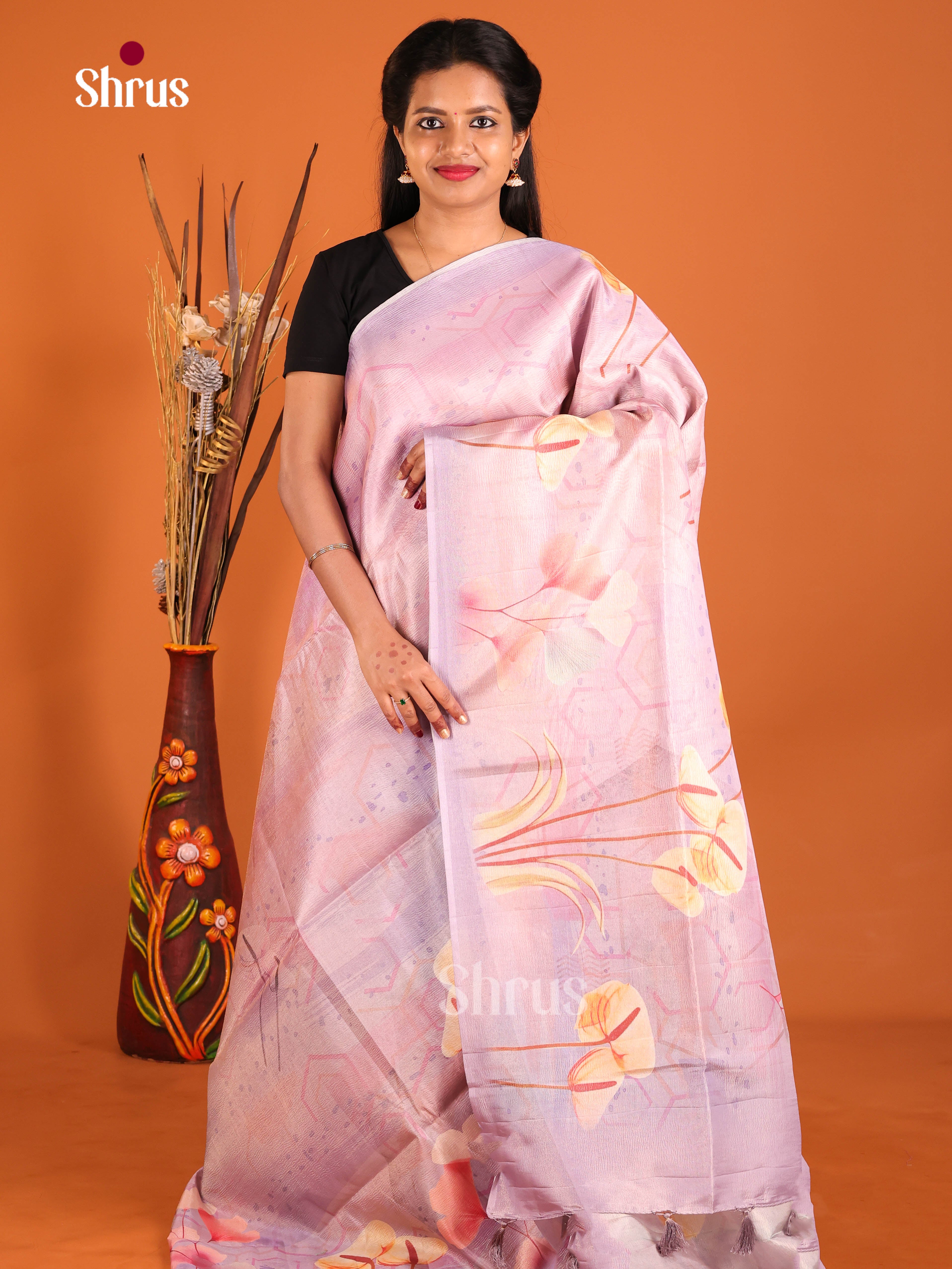 Lilac - Bamboo silk Saree