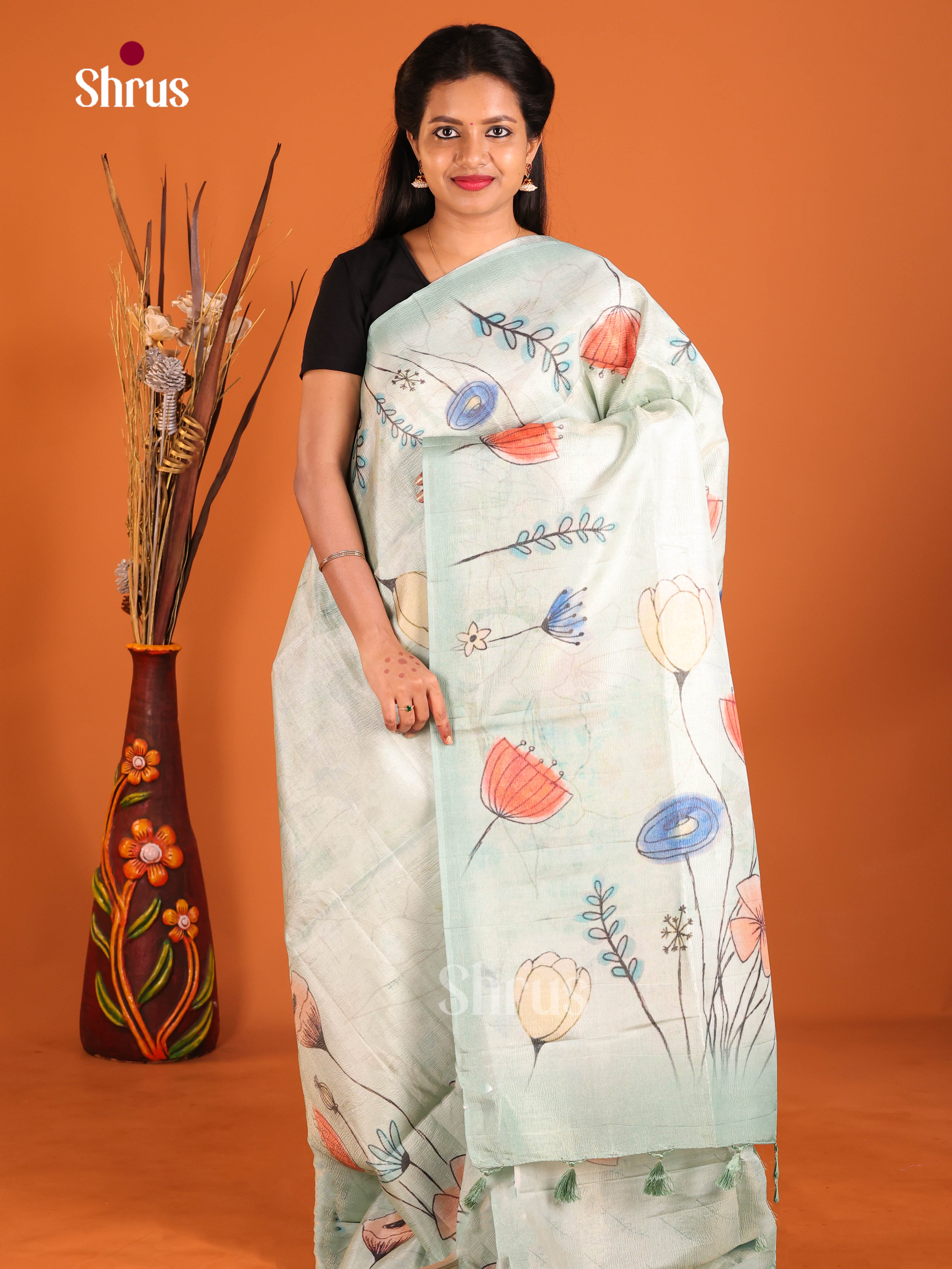 Light Blue - Bamboo silk Saree