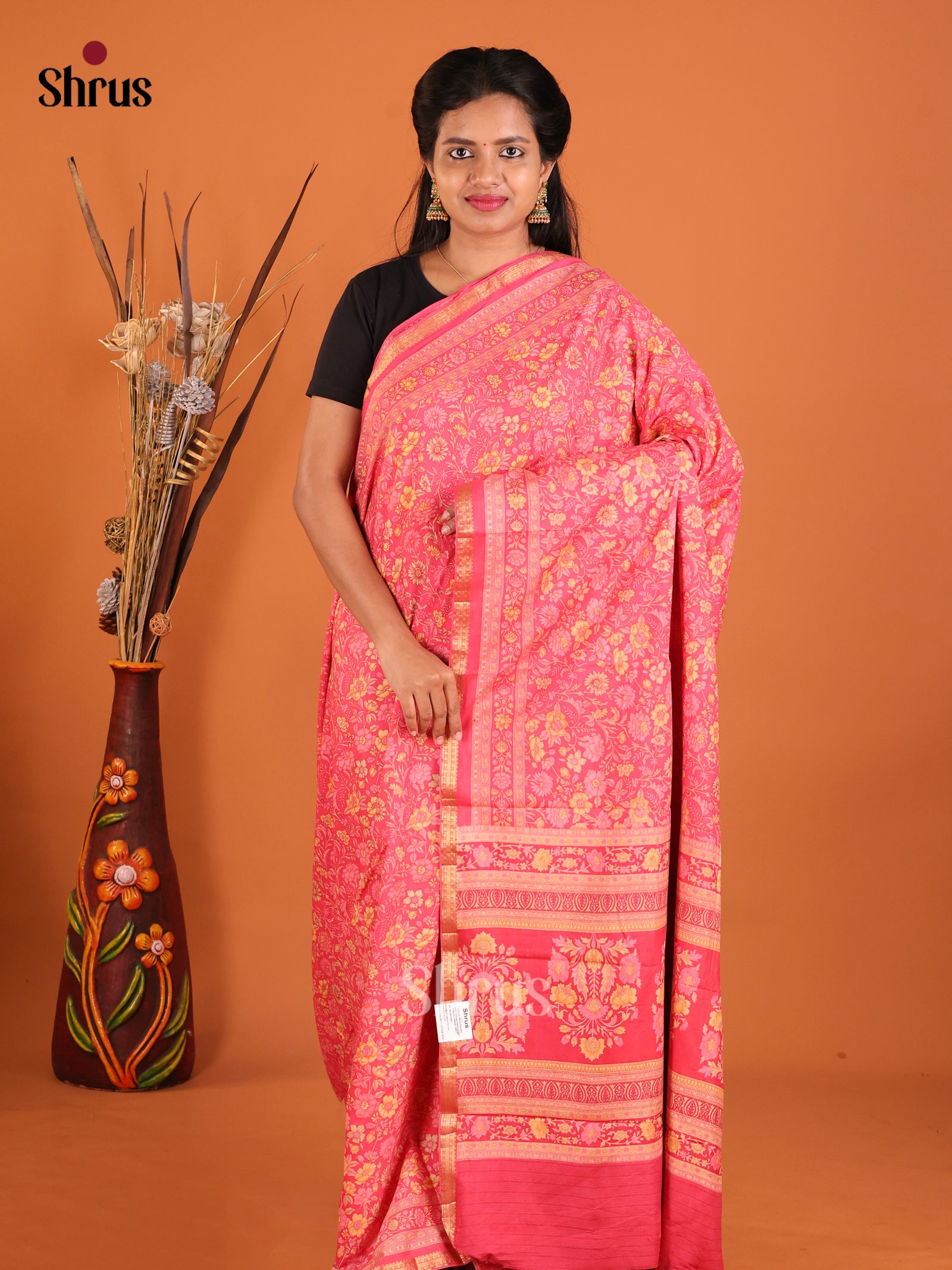 DHS25185 - Printed Silk Saree - Shop on Shrus.com