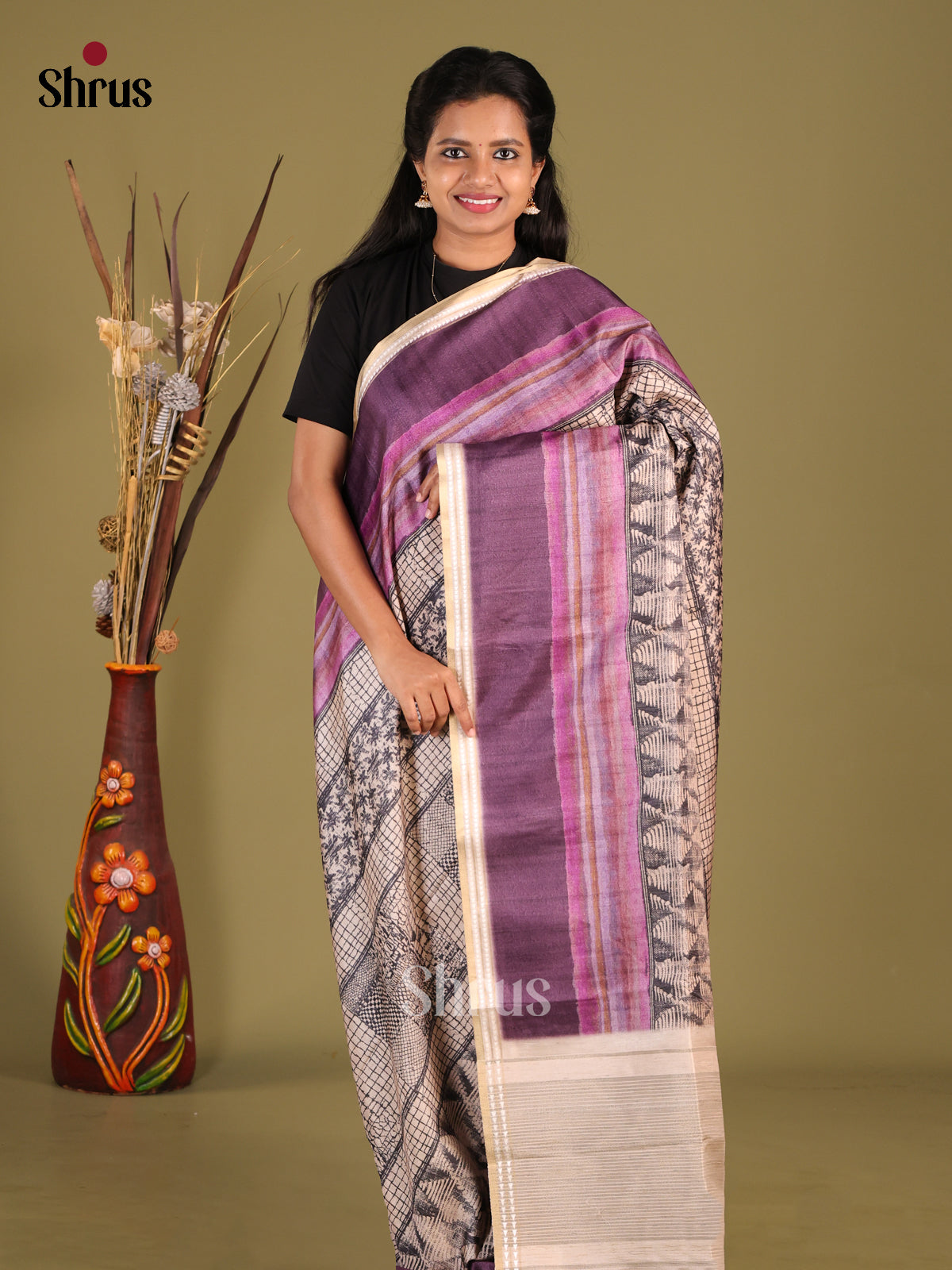 DHS25317 - Semi matka Saree - Shop on Shrus.com