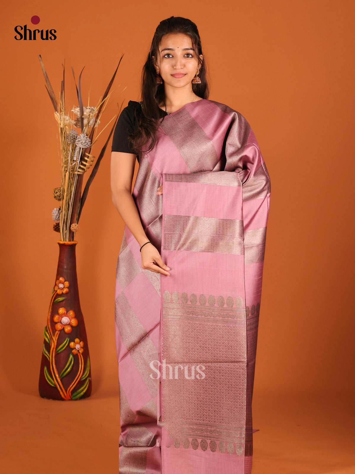 Pink - Semi Tussar Saree