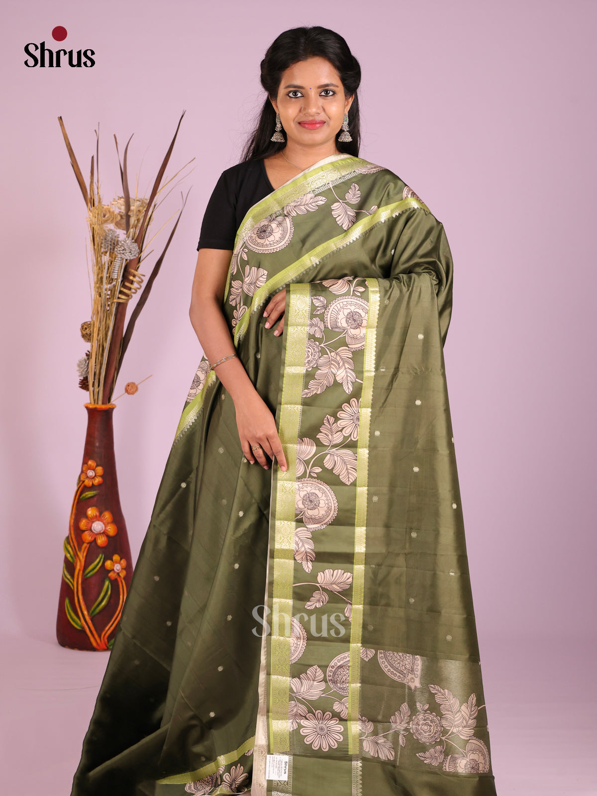 Green - Moonga Silk Saree