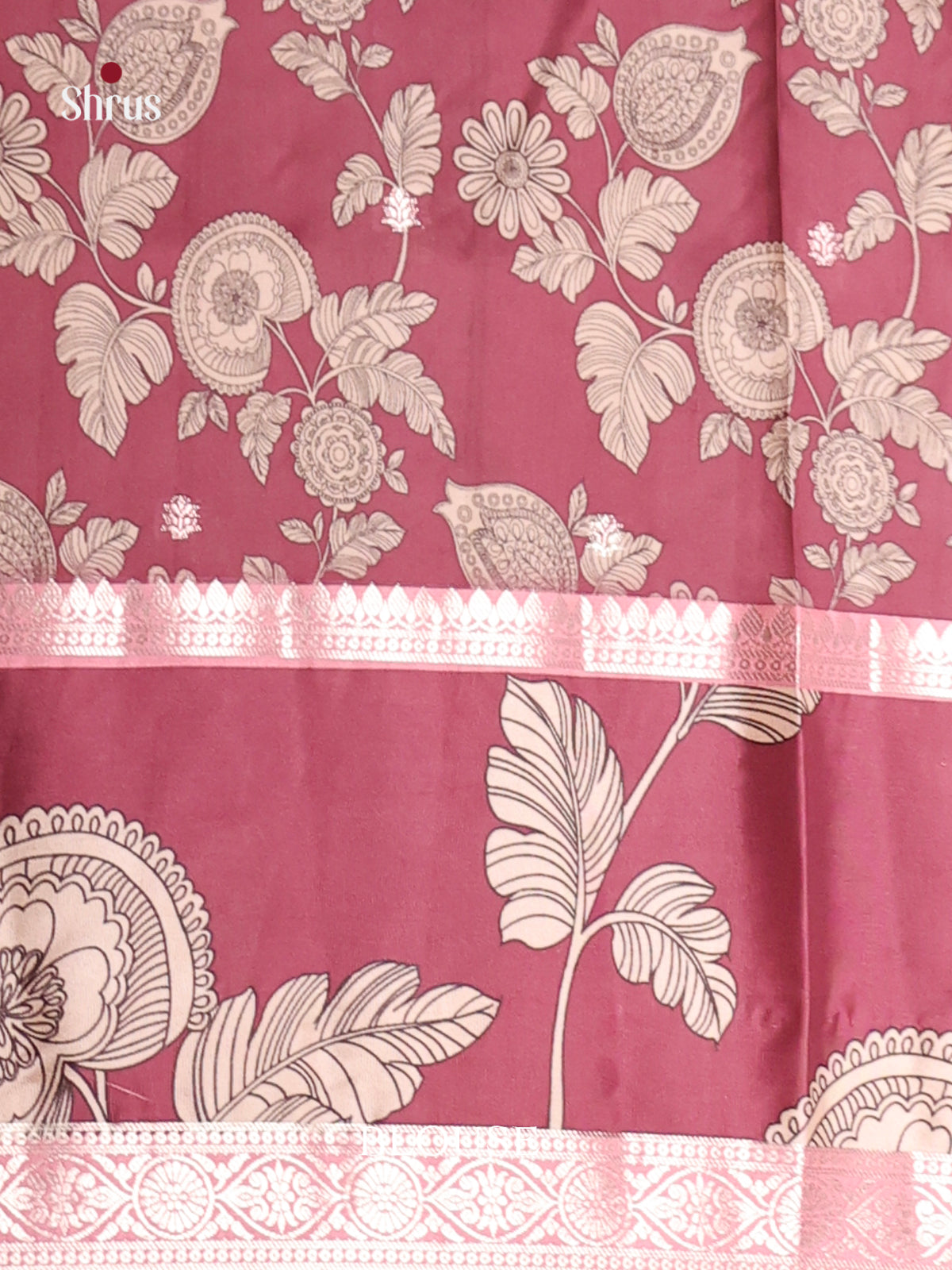 Maroon - Moonga Silk Saree