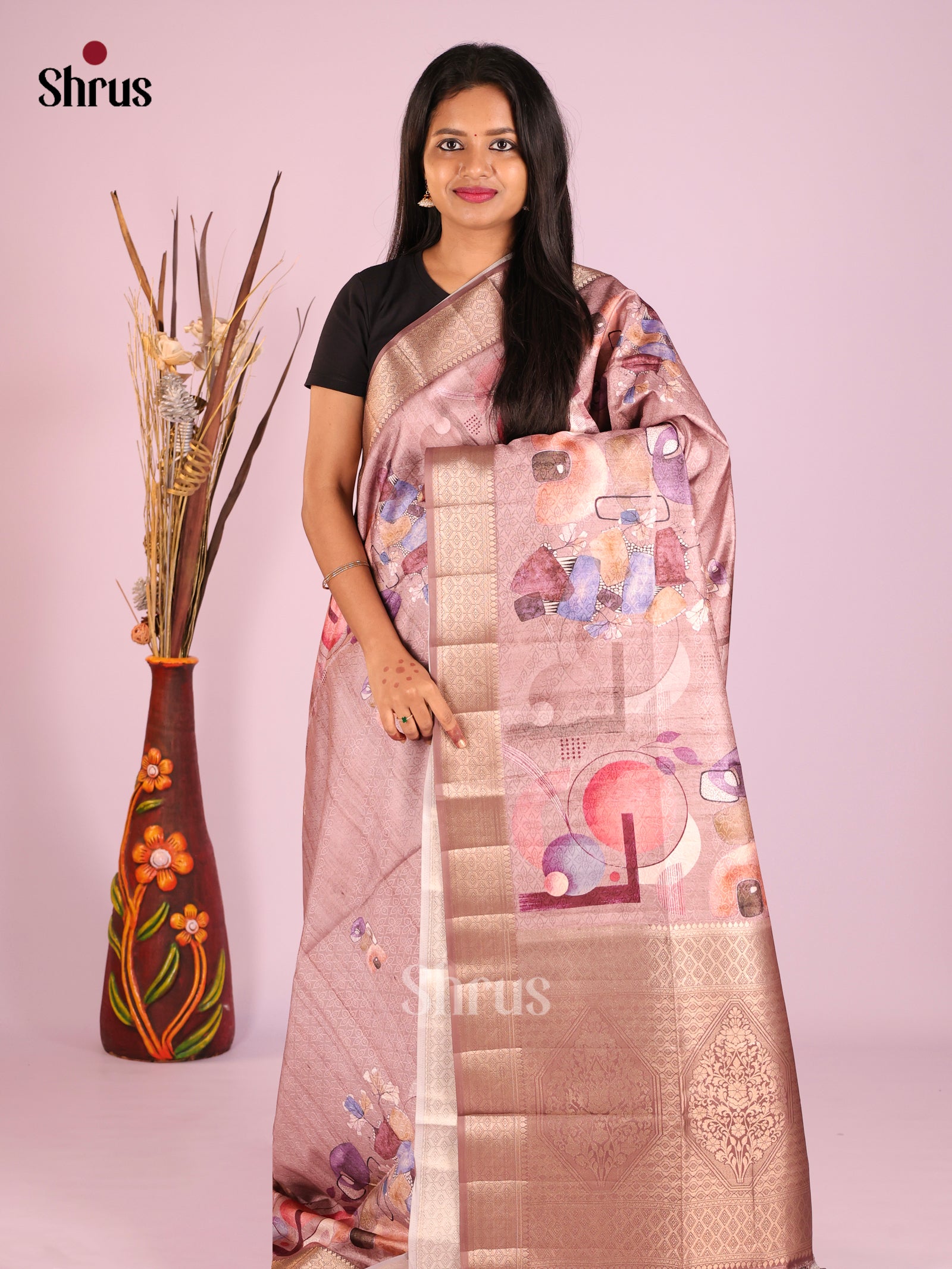 DHS25436 - Printed Semi Tussar Saree - Shop on Shrus.com