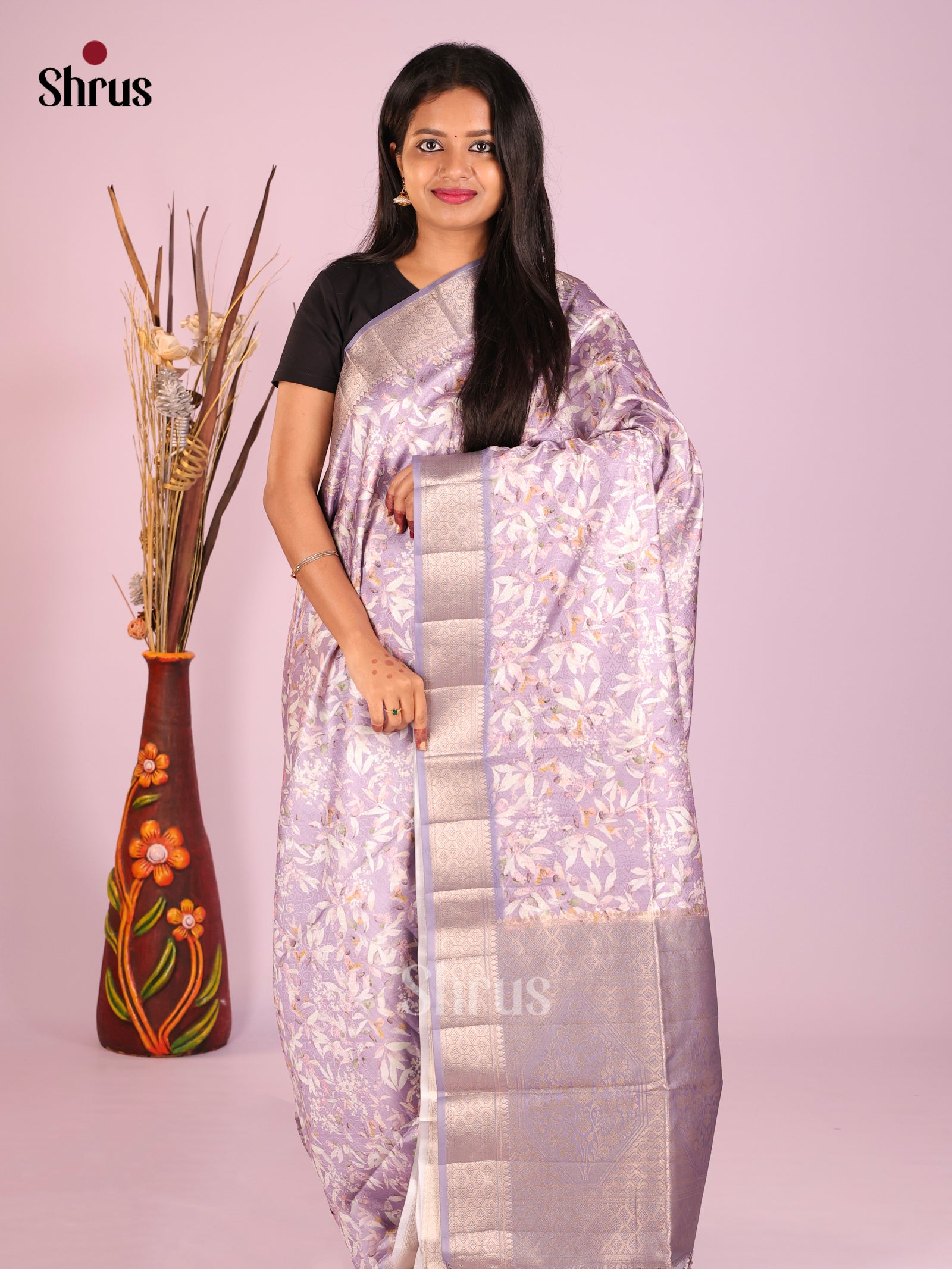 DHS25453 - Printed Semi Tussar Saree