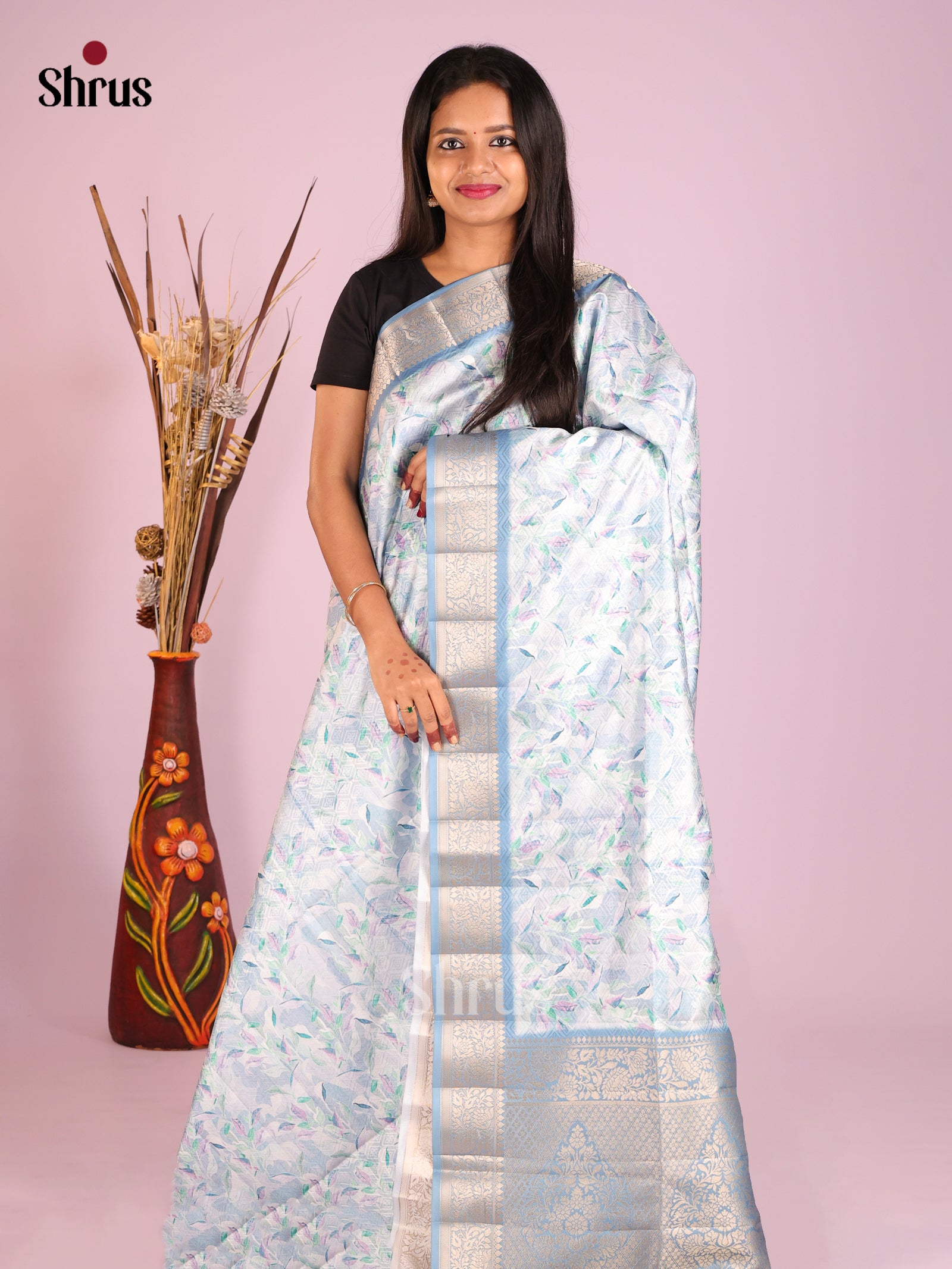 DHS25456 - Printed Semi Tussar Saree