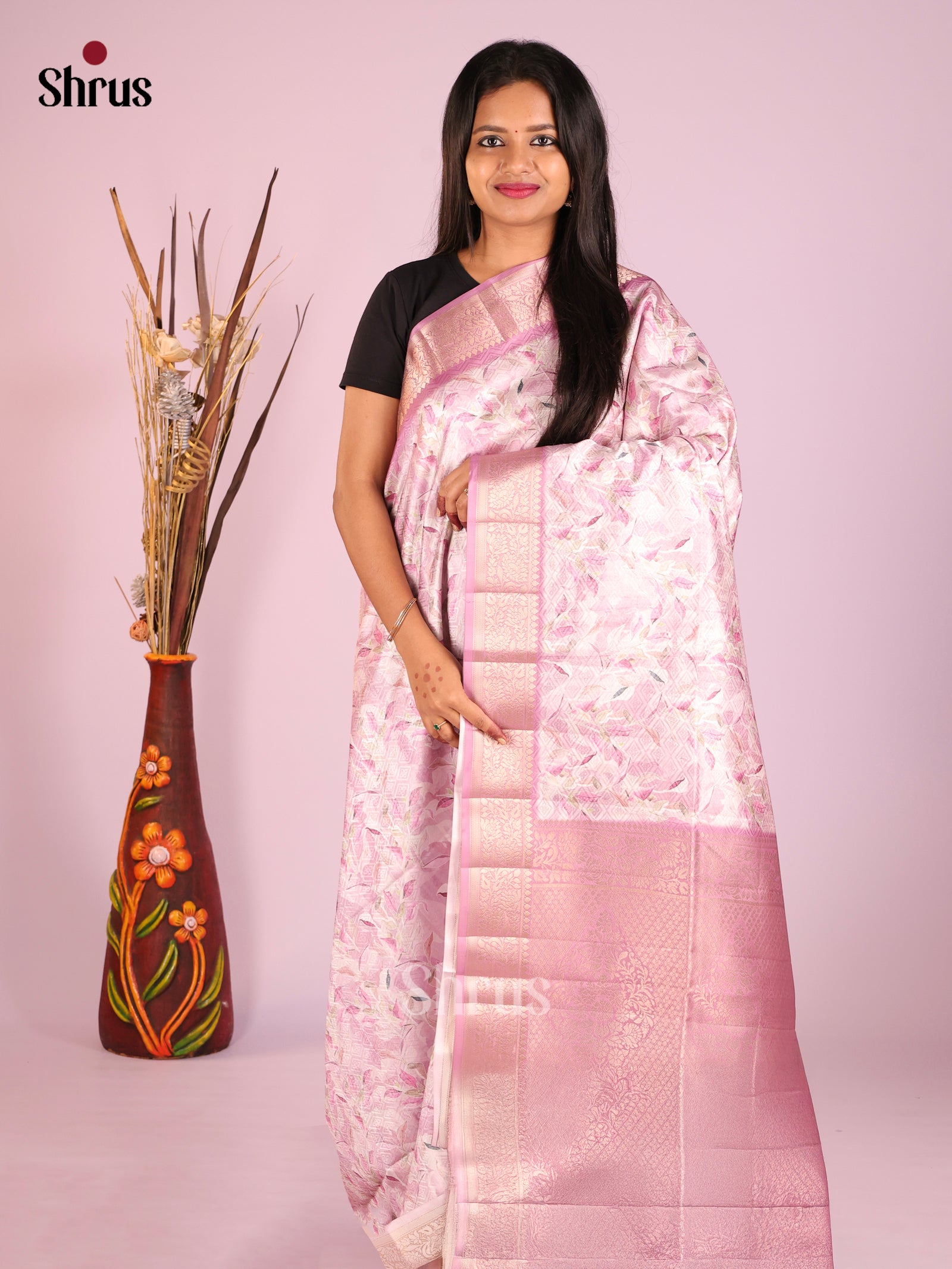 DHS25457 - Printed Semi Tussar Saree - Shop on Shrus.com