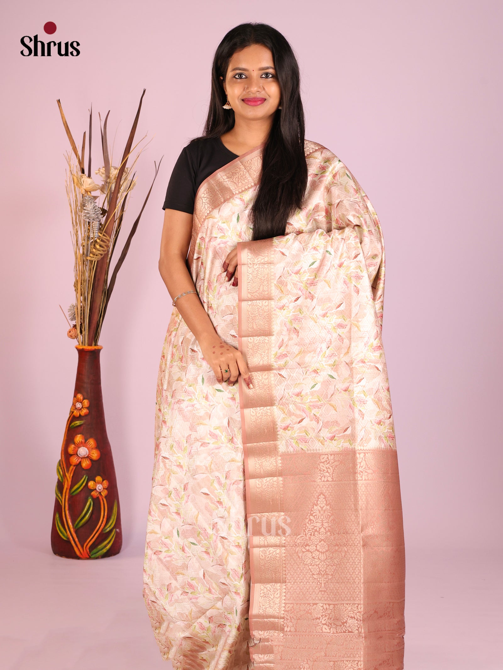 DHS25458 - Printed Semi Tussar Saree