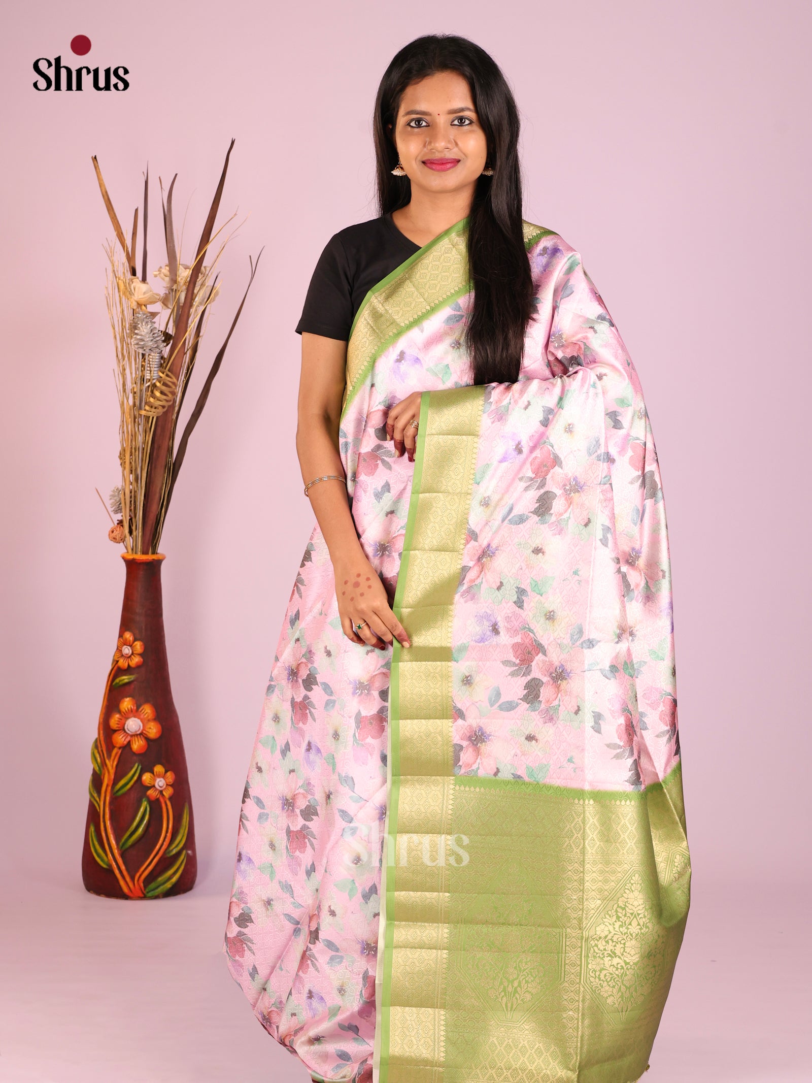 DHS25461 - Printed Semi Tussar Saree