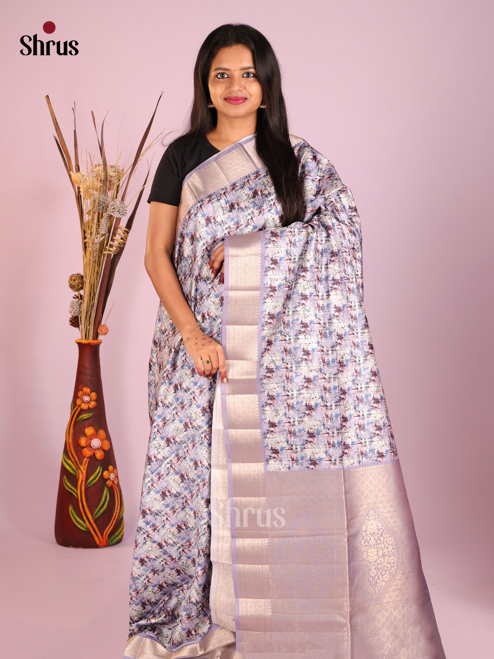 DHS25468 - Printed Semi Tussar Saree - Shop on Shrus.com