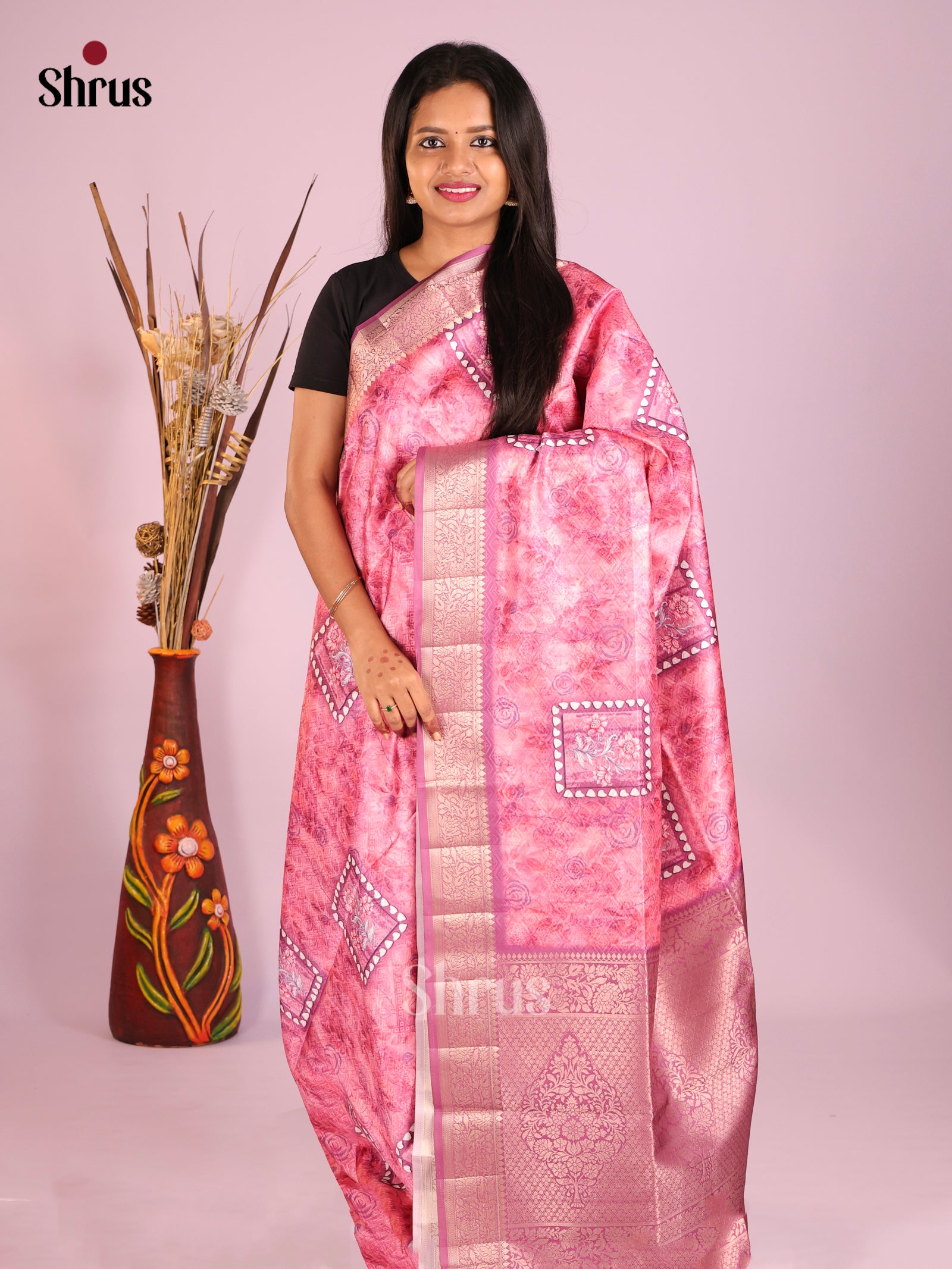 DHS25475 - Printed Semi Tussar Saree - Shop on Shrus.com