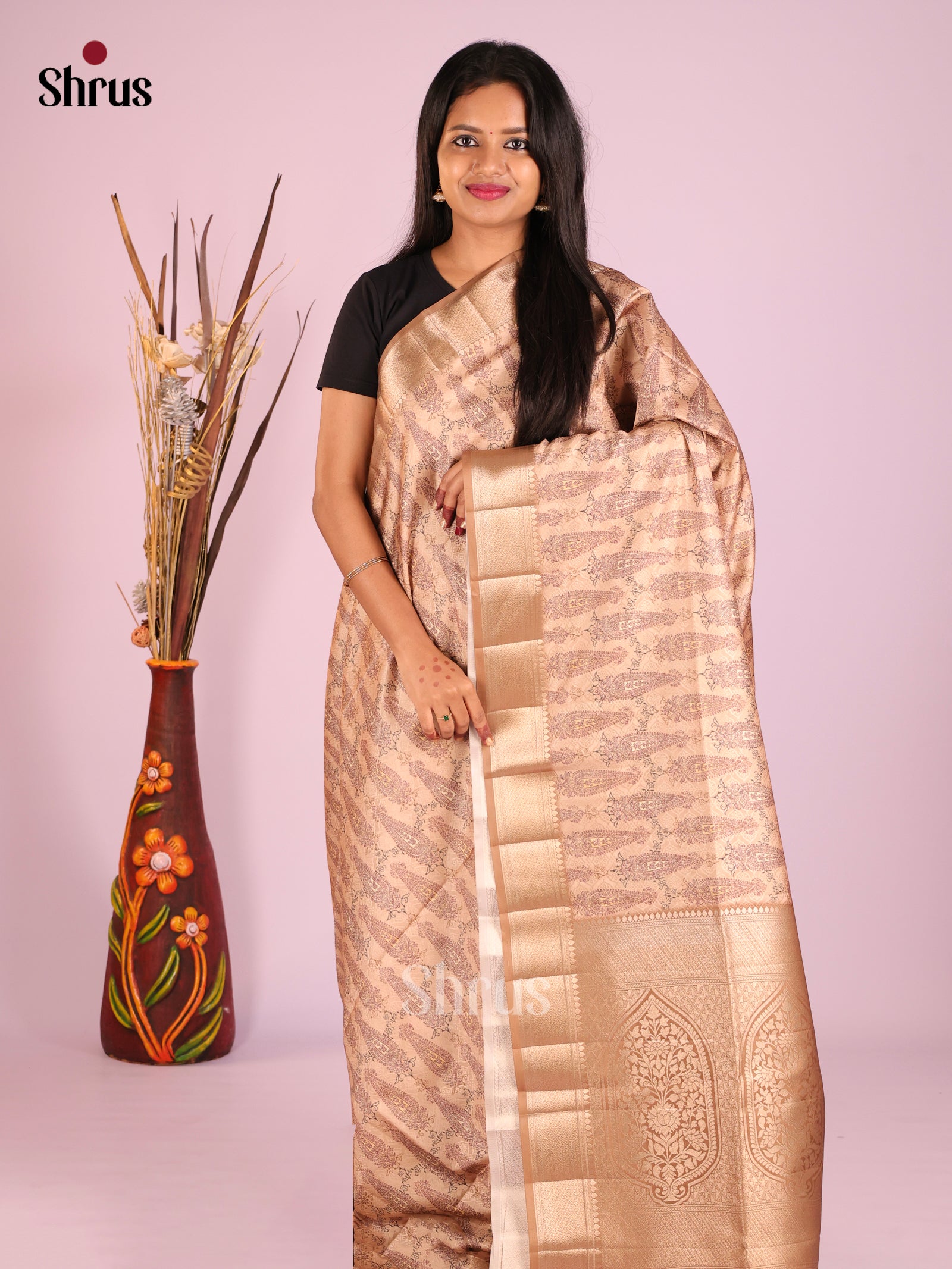 DHS25483 - Printed Semi Tussar Saree