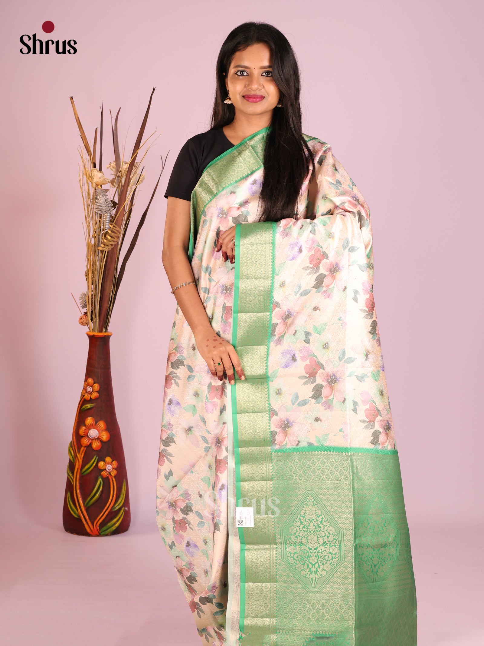 DHS25484 - Printed Semi Tussar Saree