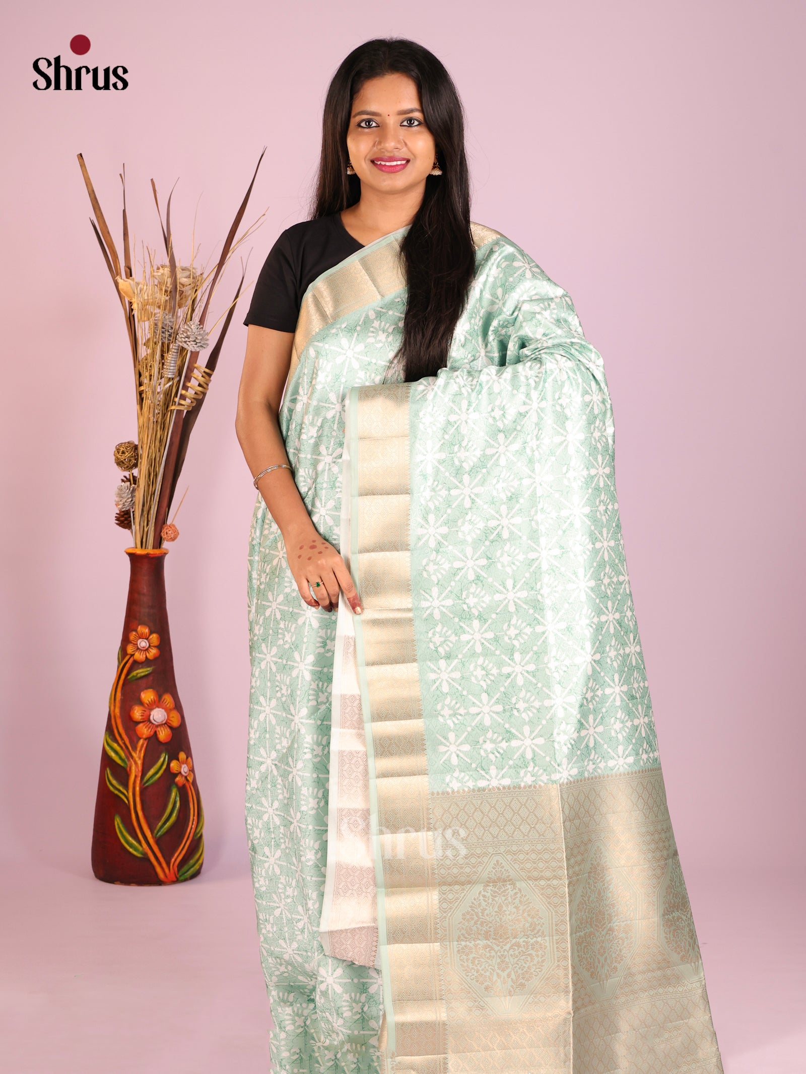 DHS25490 - Printed Semi Tussar Saree - Shop on Shrus.com