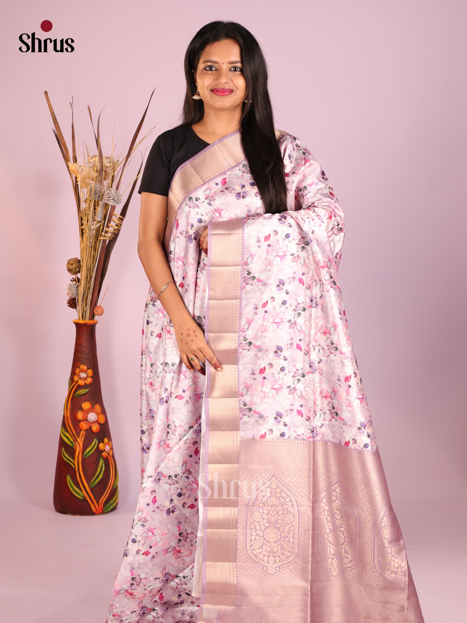 DHS25491 - Printed Semi Tussar Saree