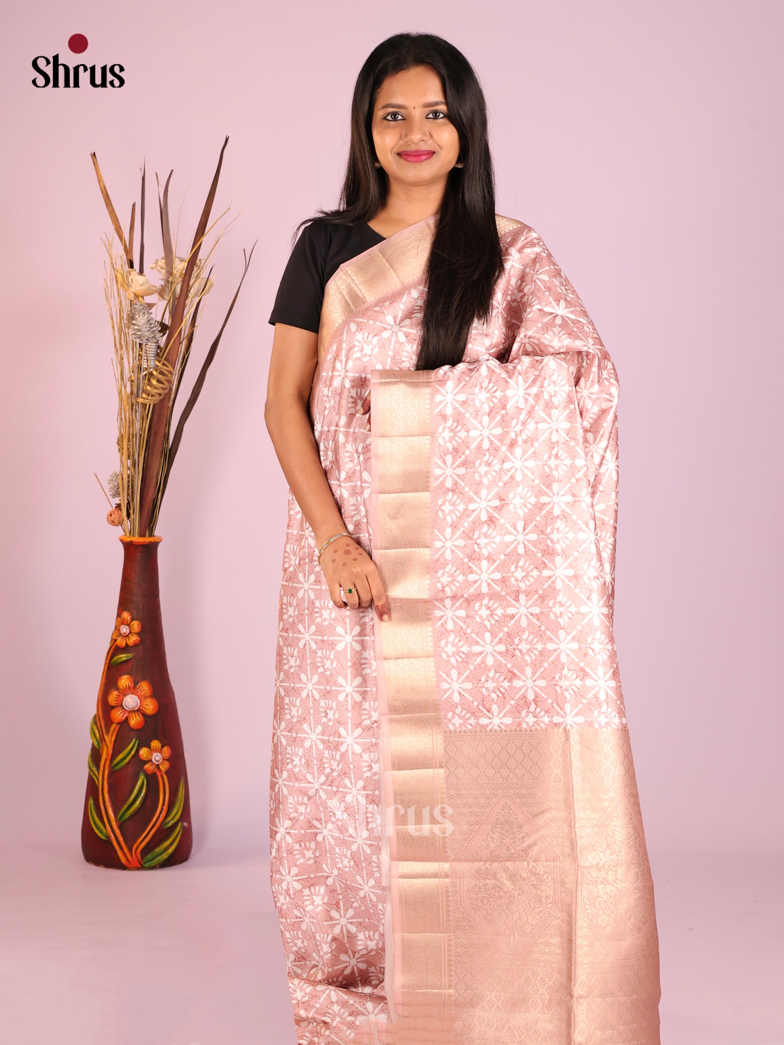 DHS25492 - Printed Semi Tussar Saree