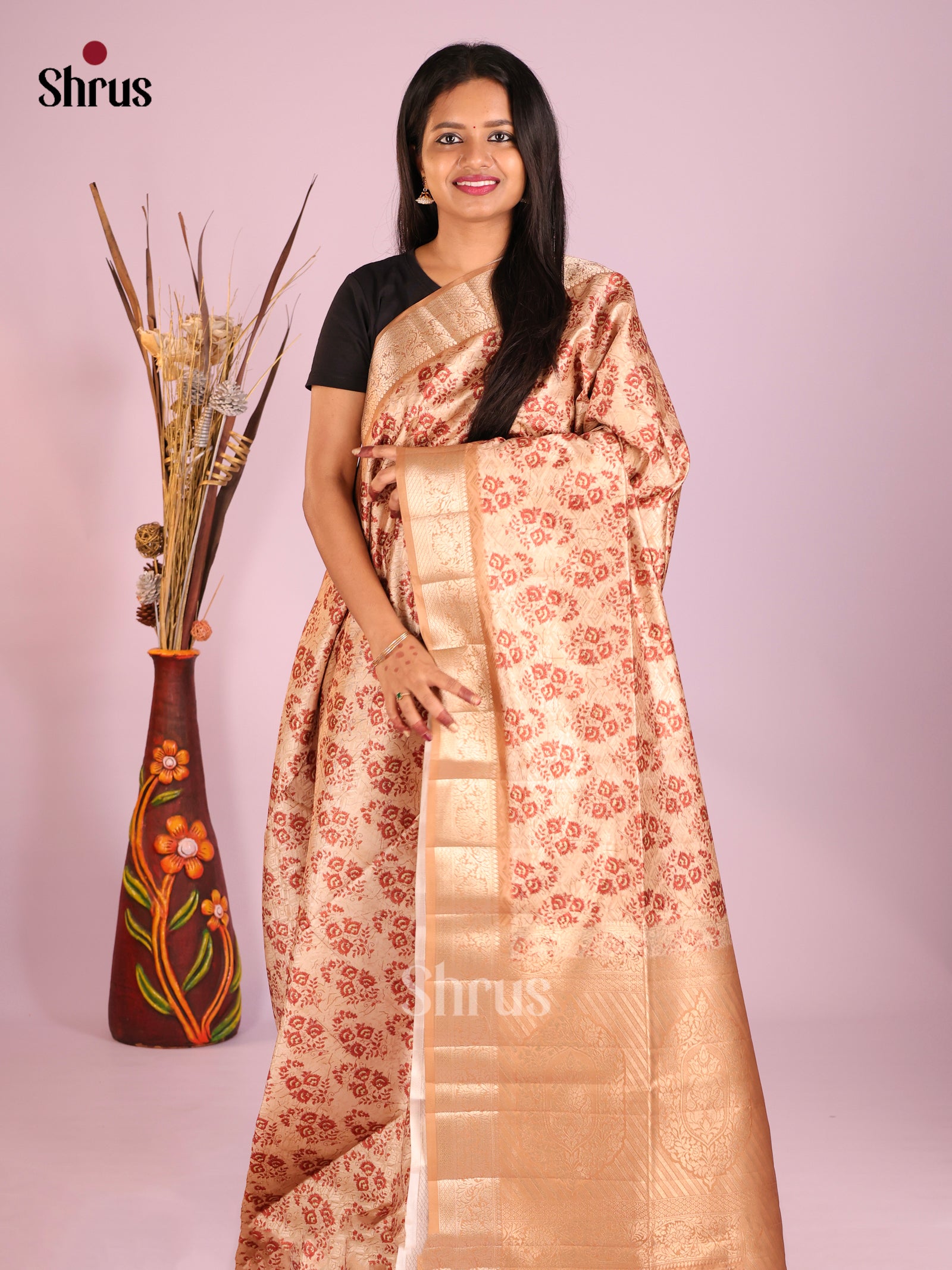 DHS25498 - Printed Semi Tussar Saree - Shop on Shrus.com