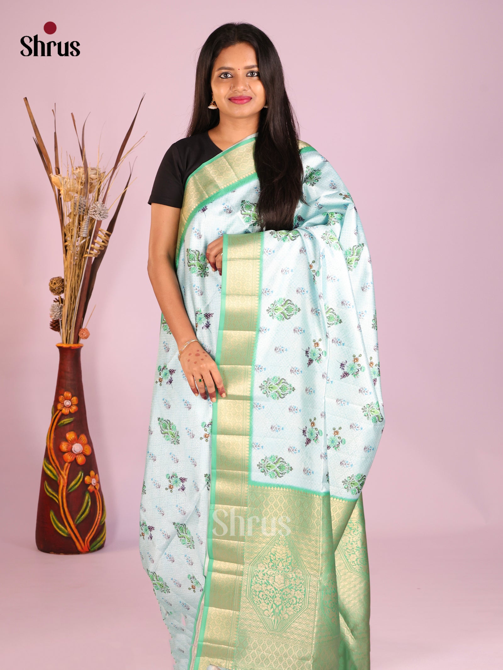 DHS25499 - Printed Semi Tussar Saree