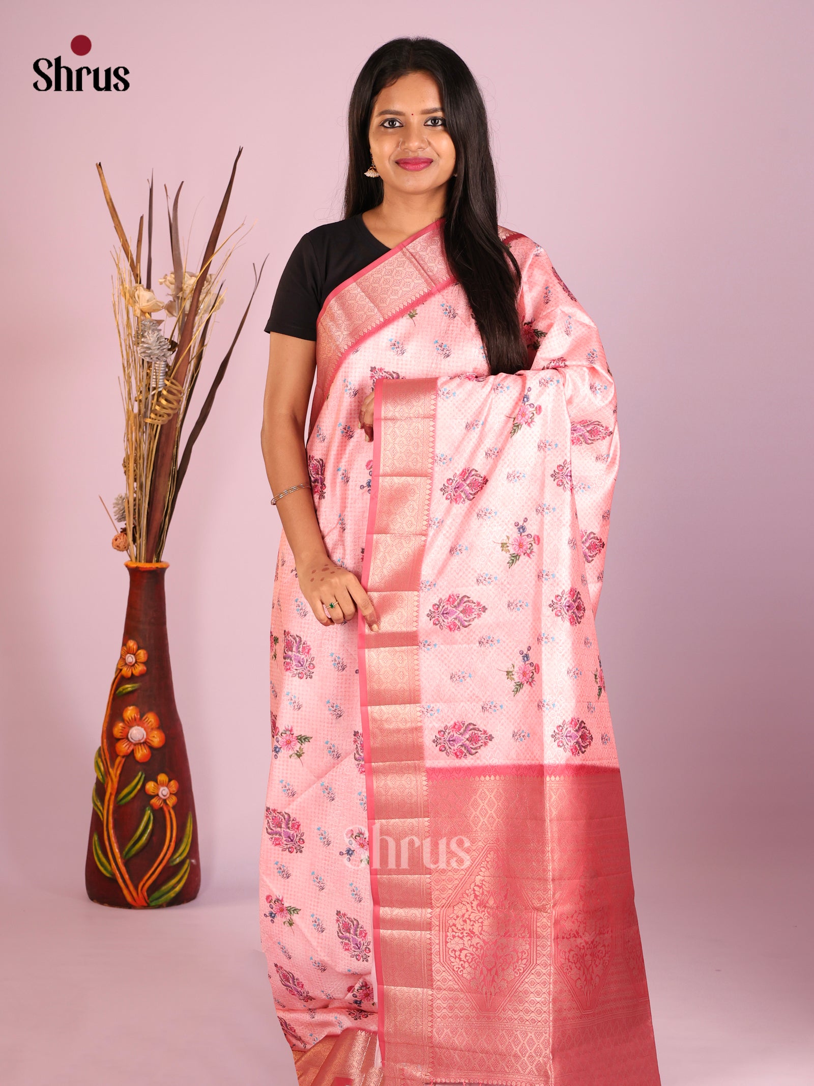 DHS25501 - Printed Semi Tussar Saree