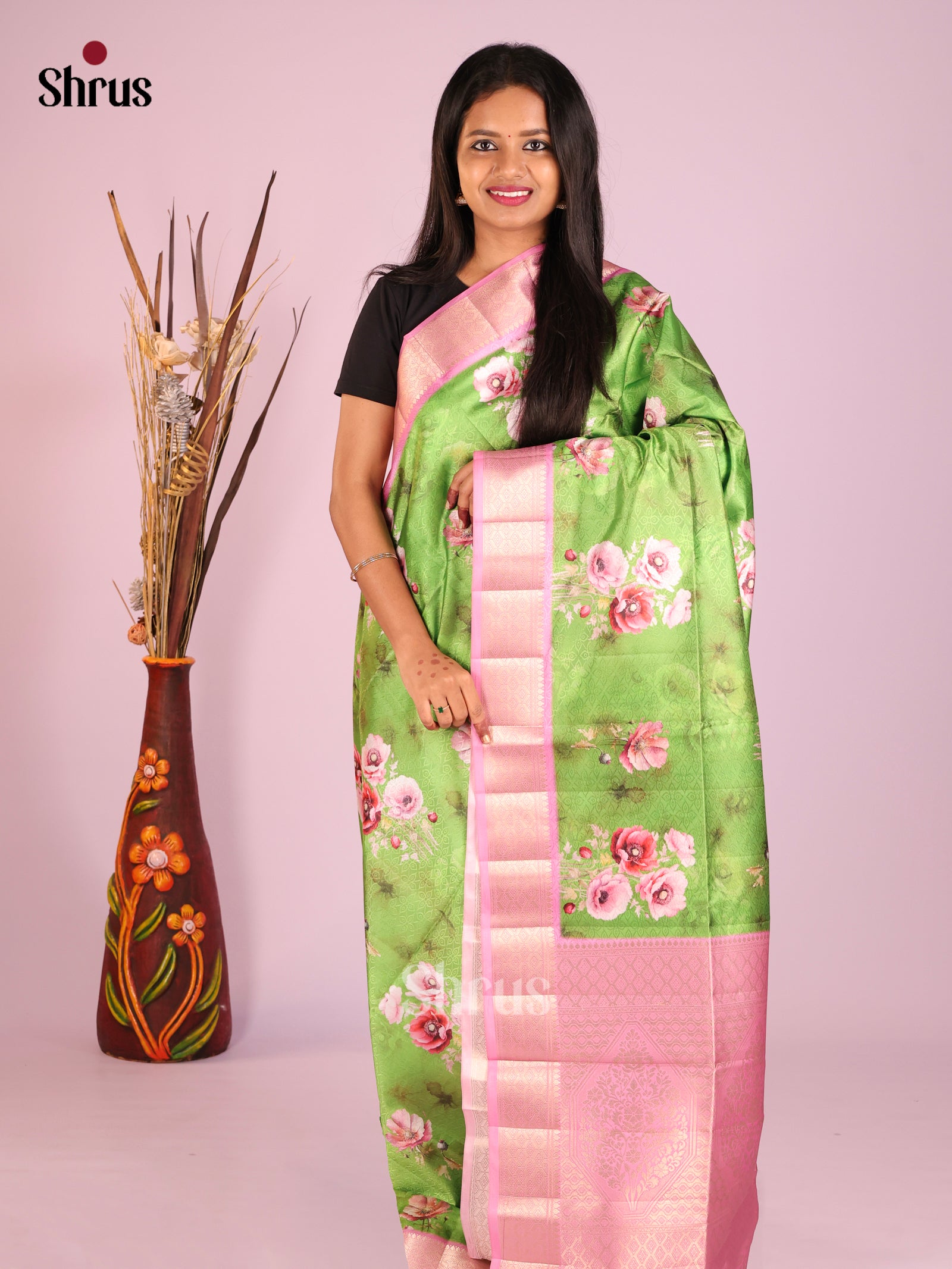 DHS25503 - Printed Semi Tussar Saree