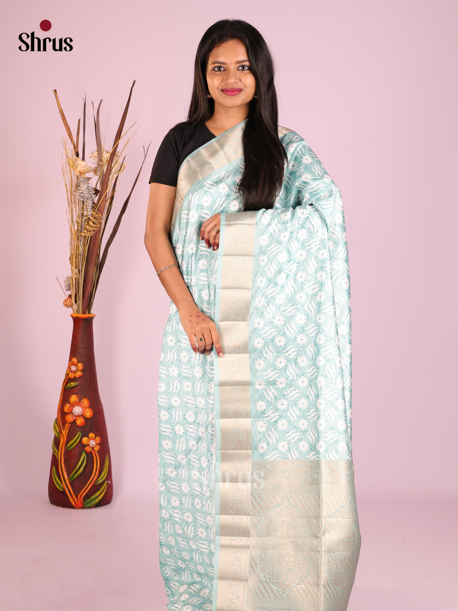 DHS25541 - Printed Semi Tussar Saree