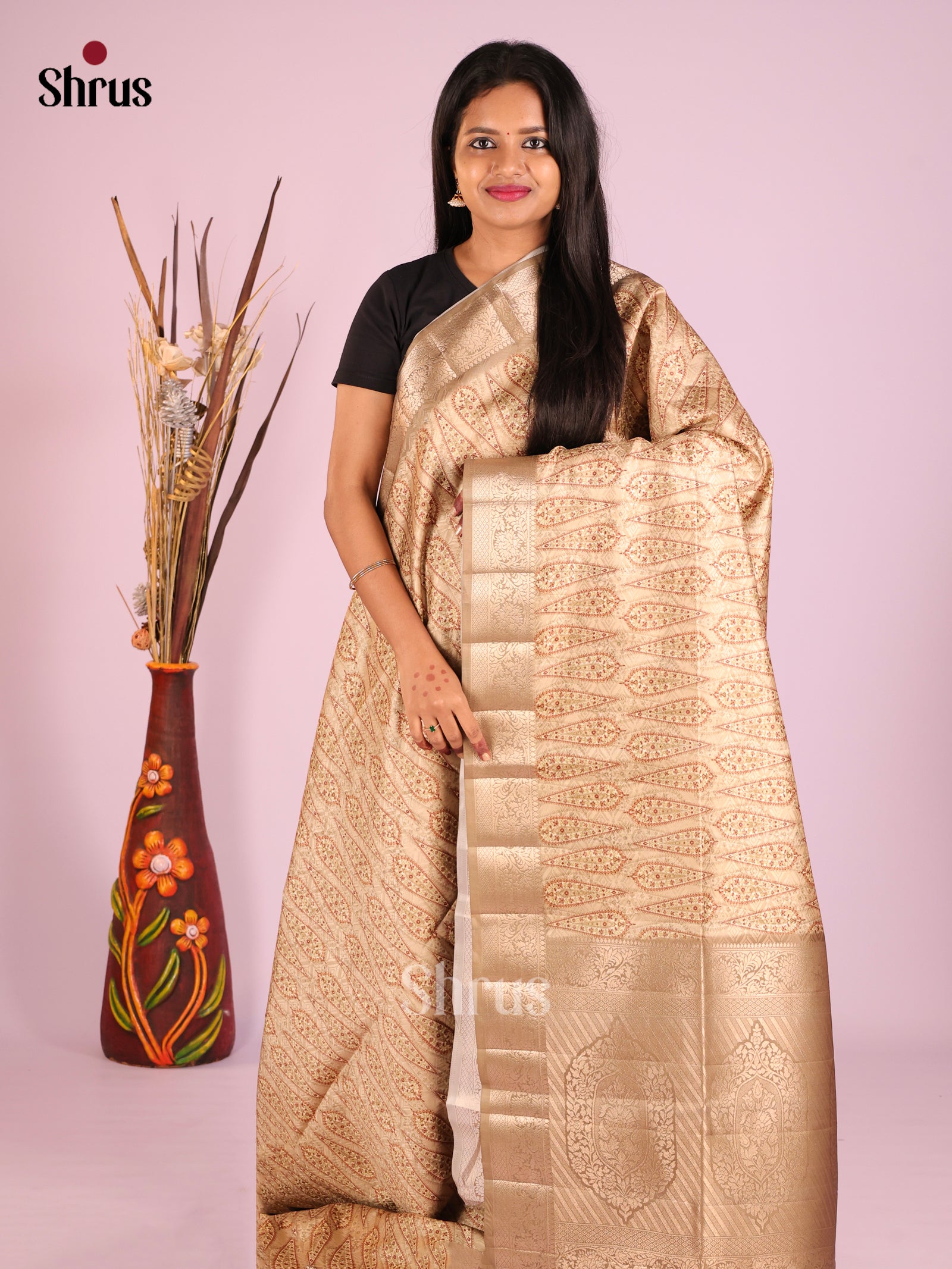 DHS25550 - Printed Semi Tussar Saree