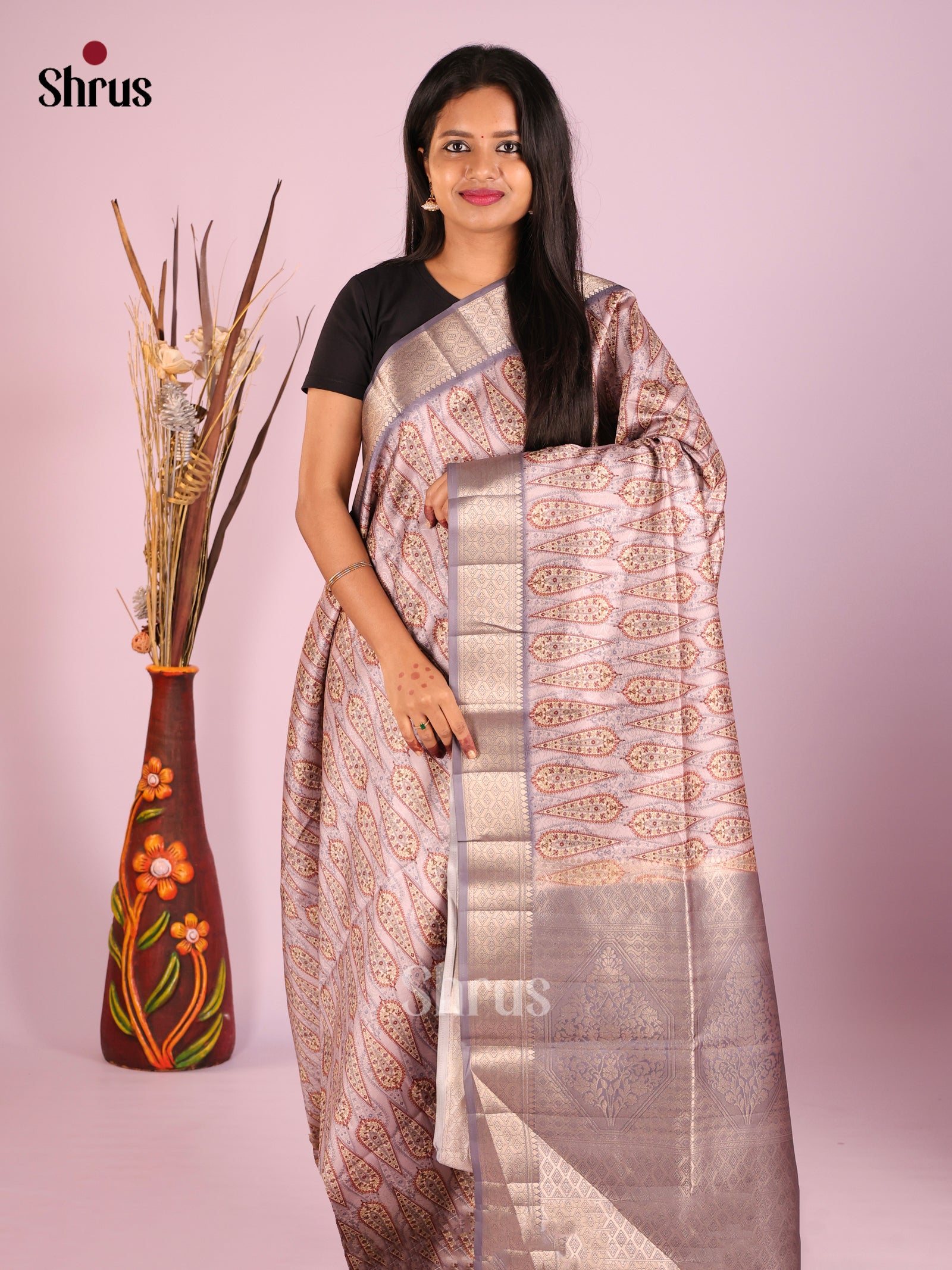 DHS25551 - Printed Semi Tussar Saree