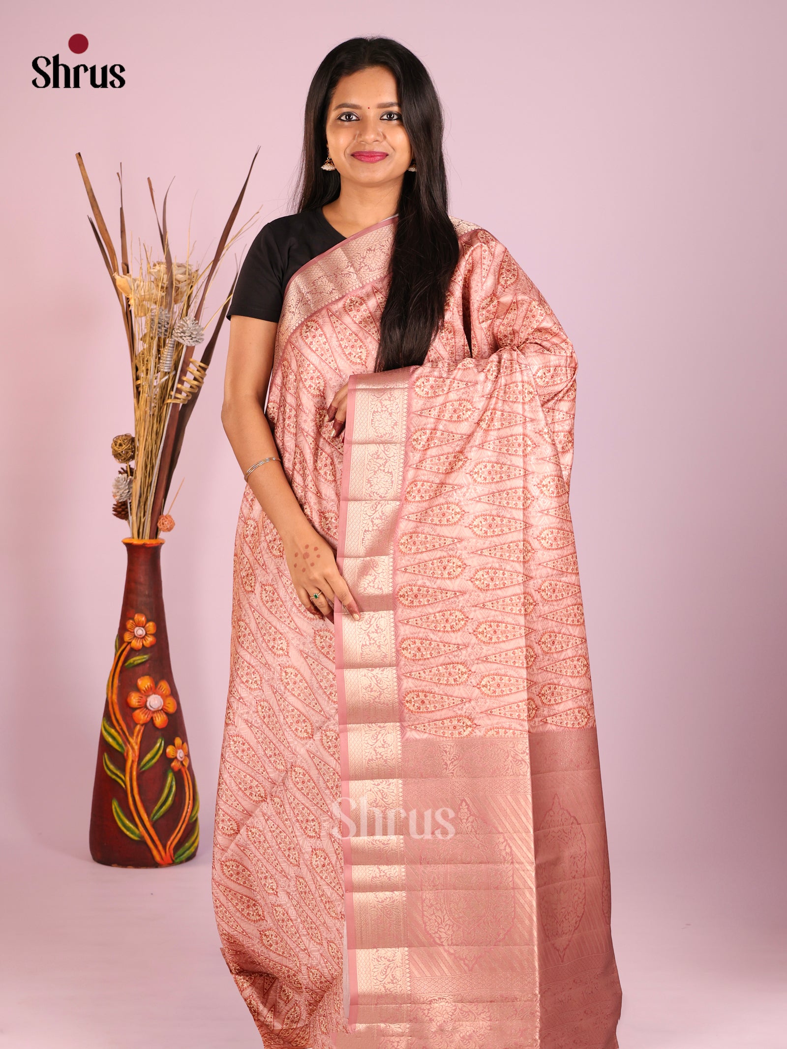 DHS25553 - Printed Semi Tussar Saree