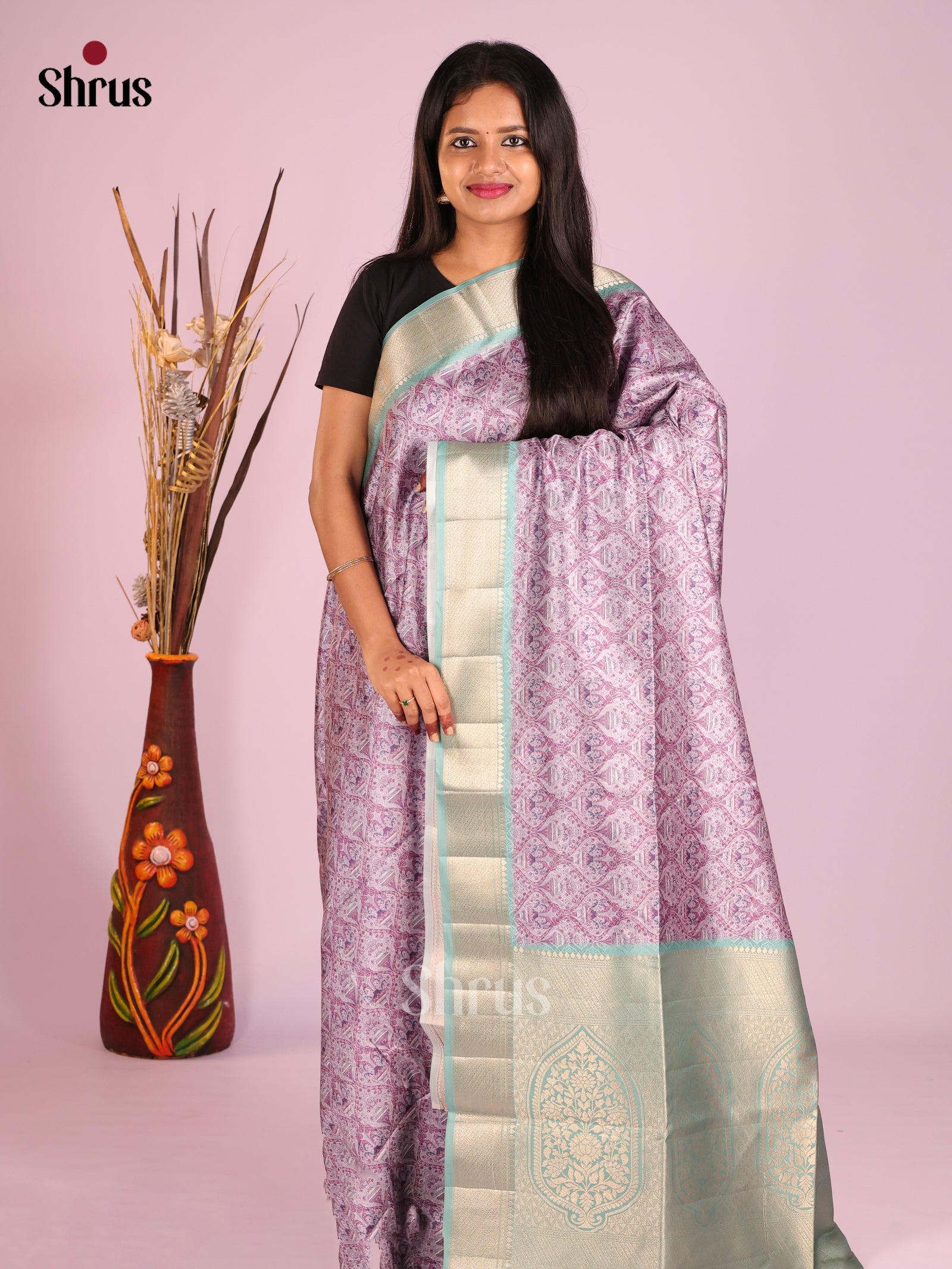 DHS25554 - Printed Semi Tussar Saree