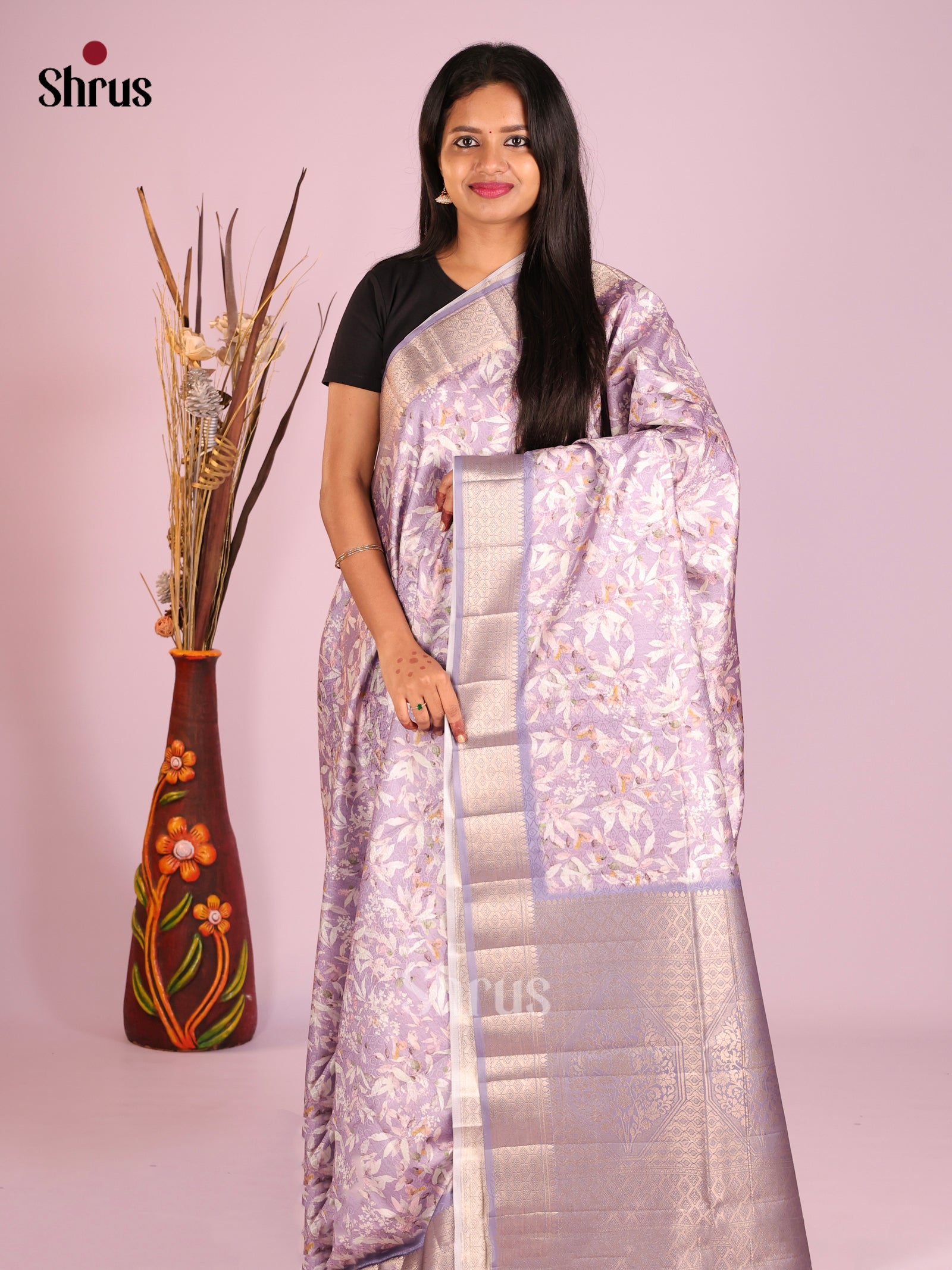 DHS25561 - Printed Semi Tussar Saree