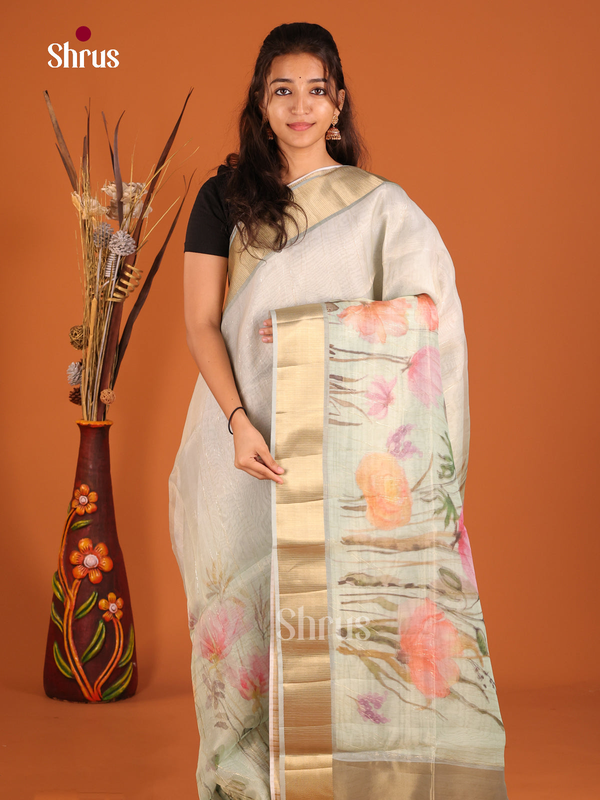 Pastel Green - Semi Organza Saree