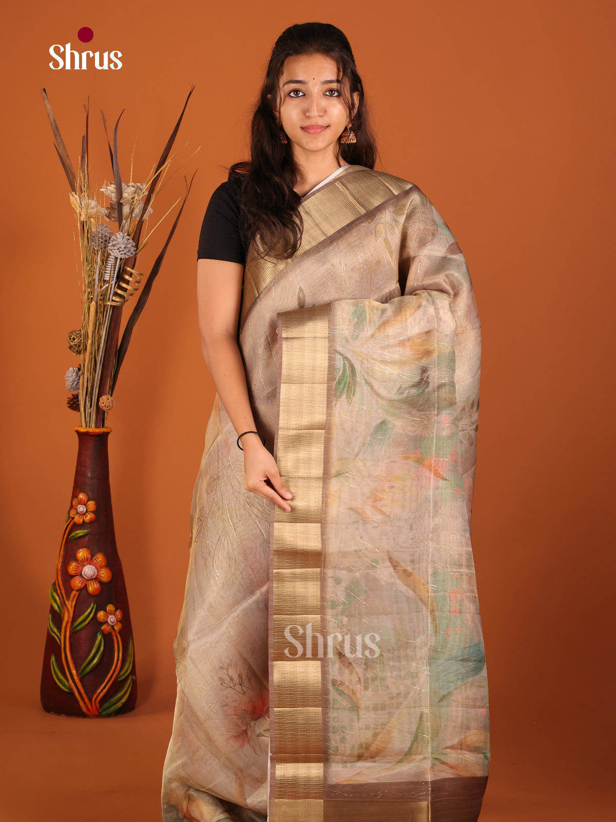 DHS25606 - Semi Organza Saree - Shop on Shrus.com