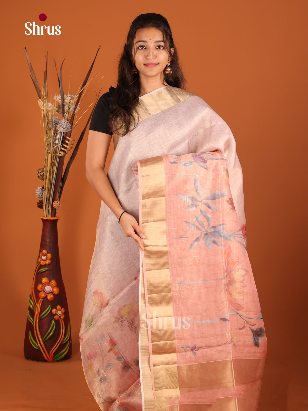 Peach - Semi Organza Saree