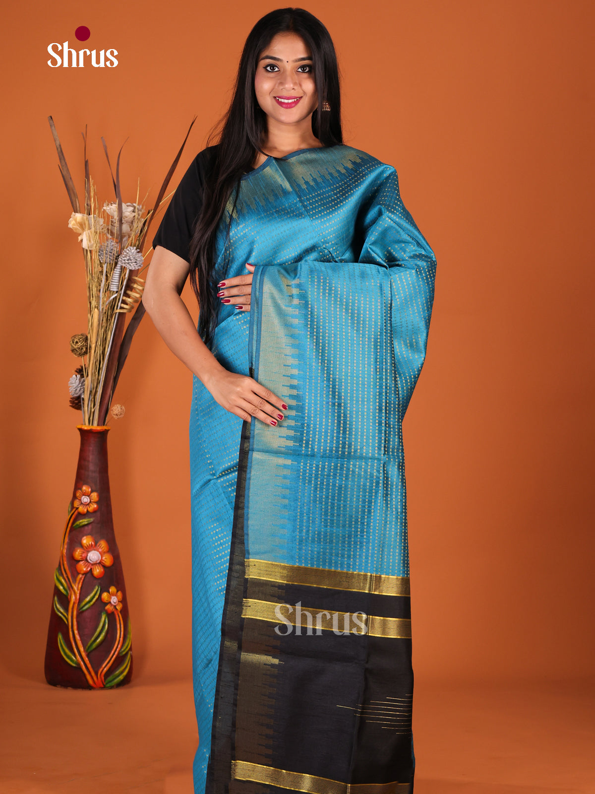 Blue - Semi Rawsilk Saree