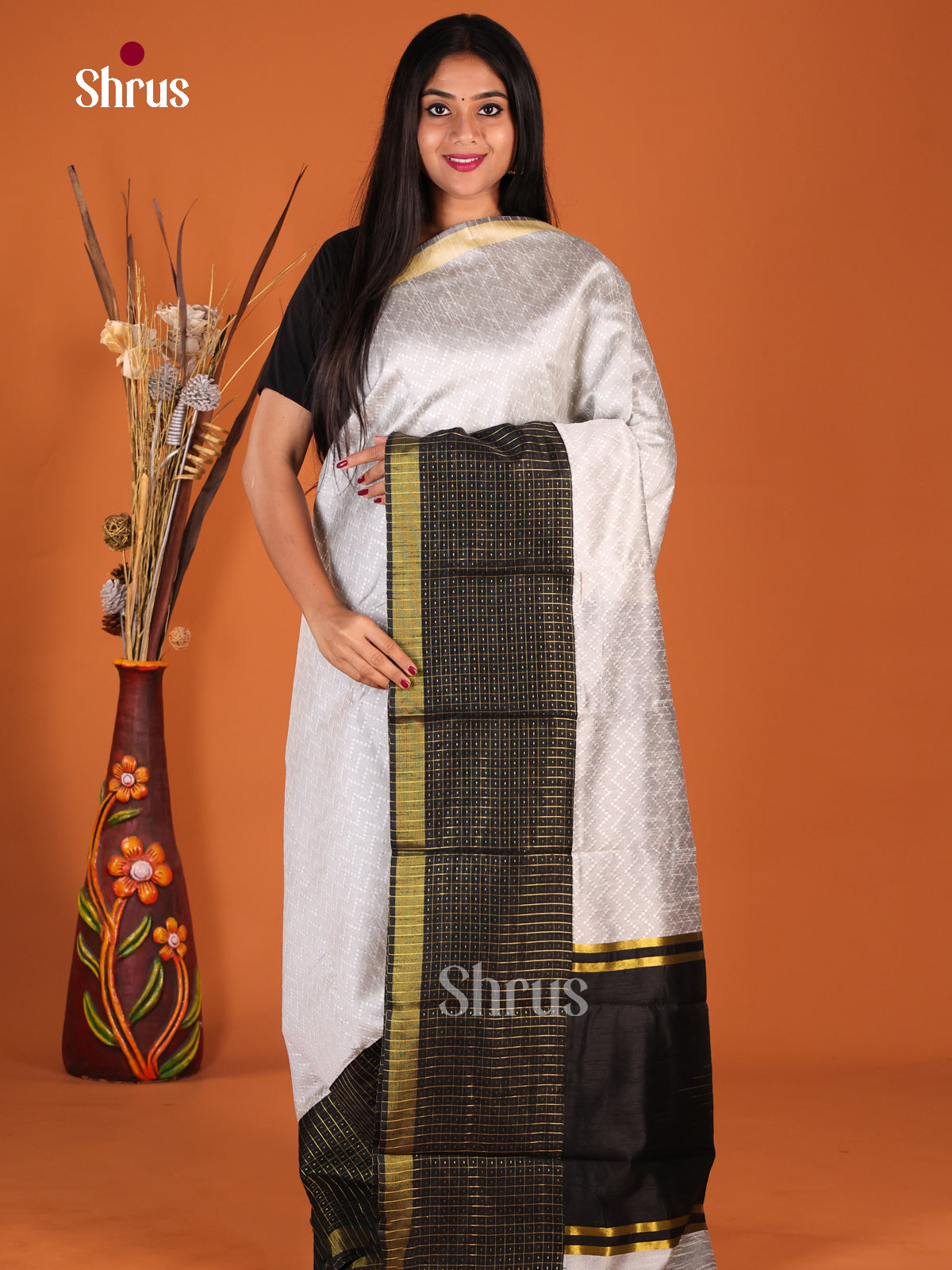 DHS25700 - Semi Rawsilk Saree - Shop on Shrus.com