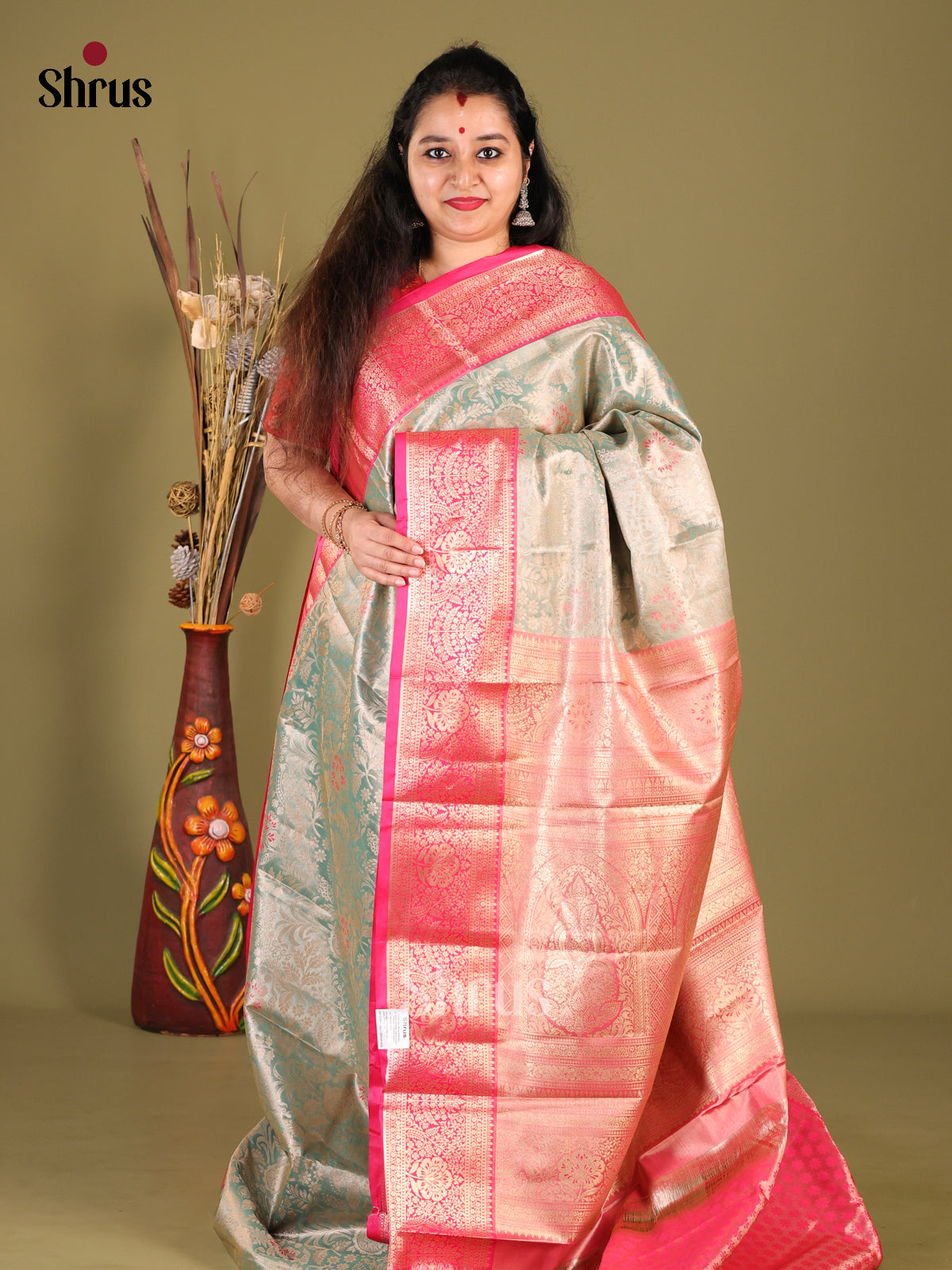 Blue & Pink- Kanchipuram-halfpure Saree