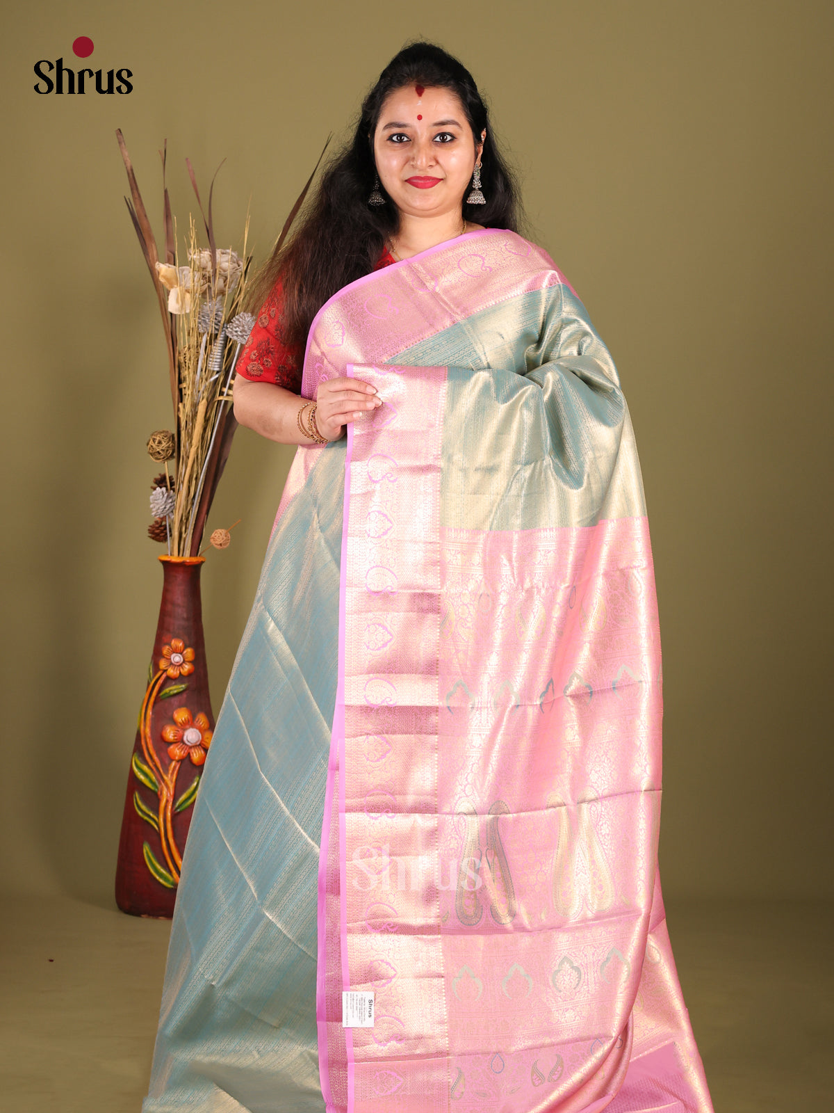 Blue & Lavender - Kanchipuram-halfpure Saree